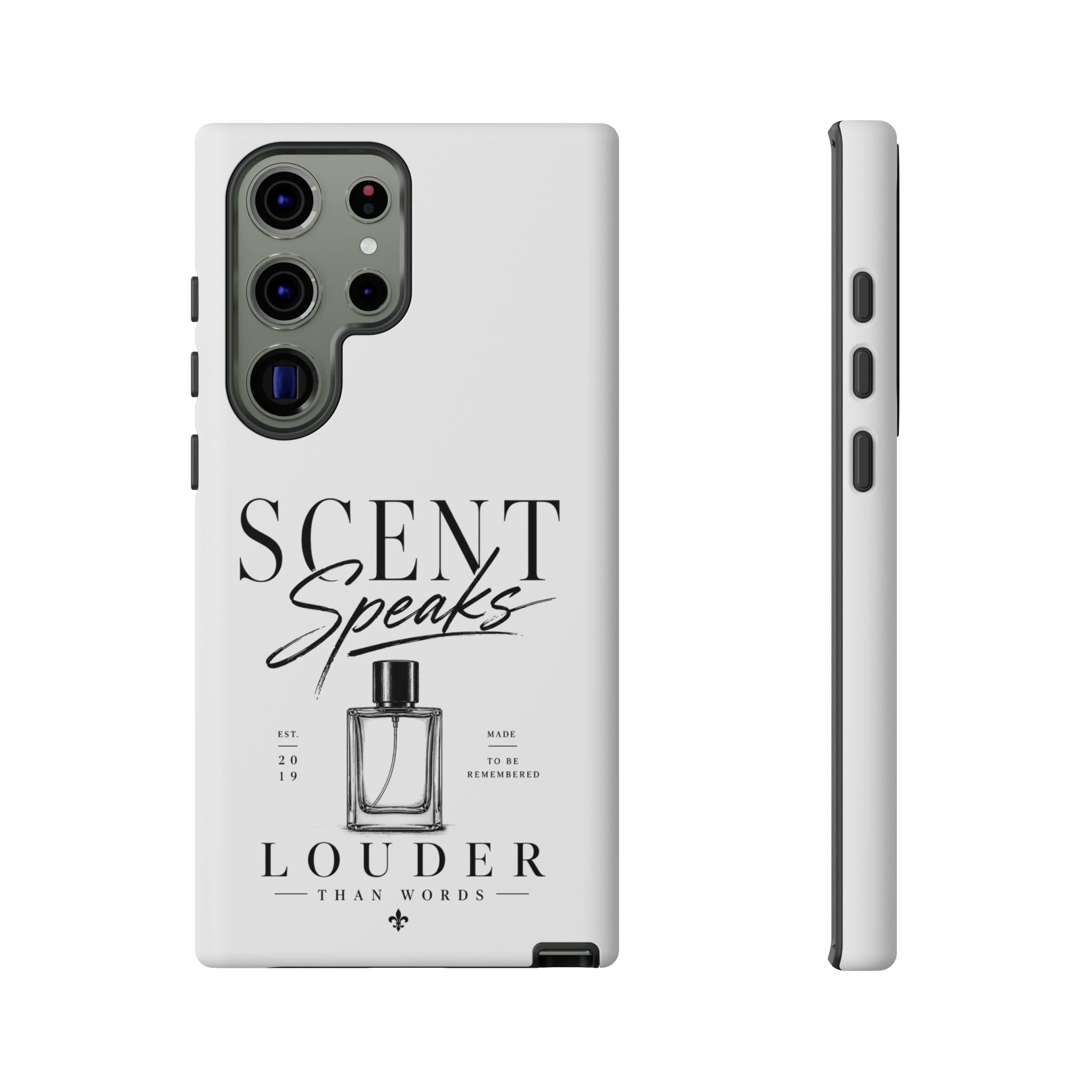 Phone Case — "Scent Speaks Louder Than Words" Perfume Bottle Design