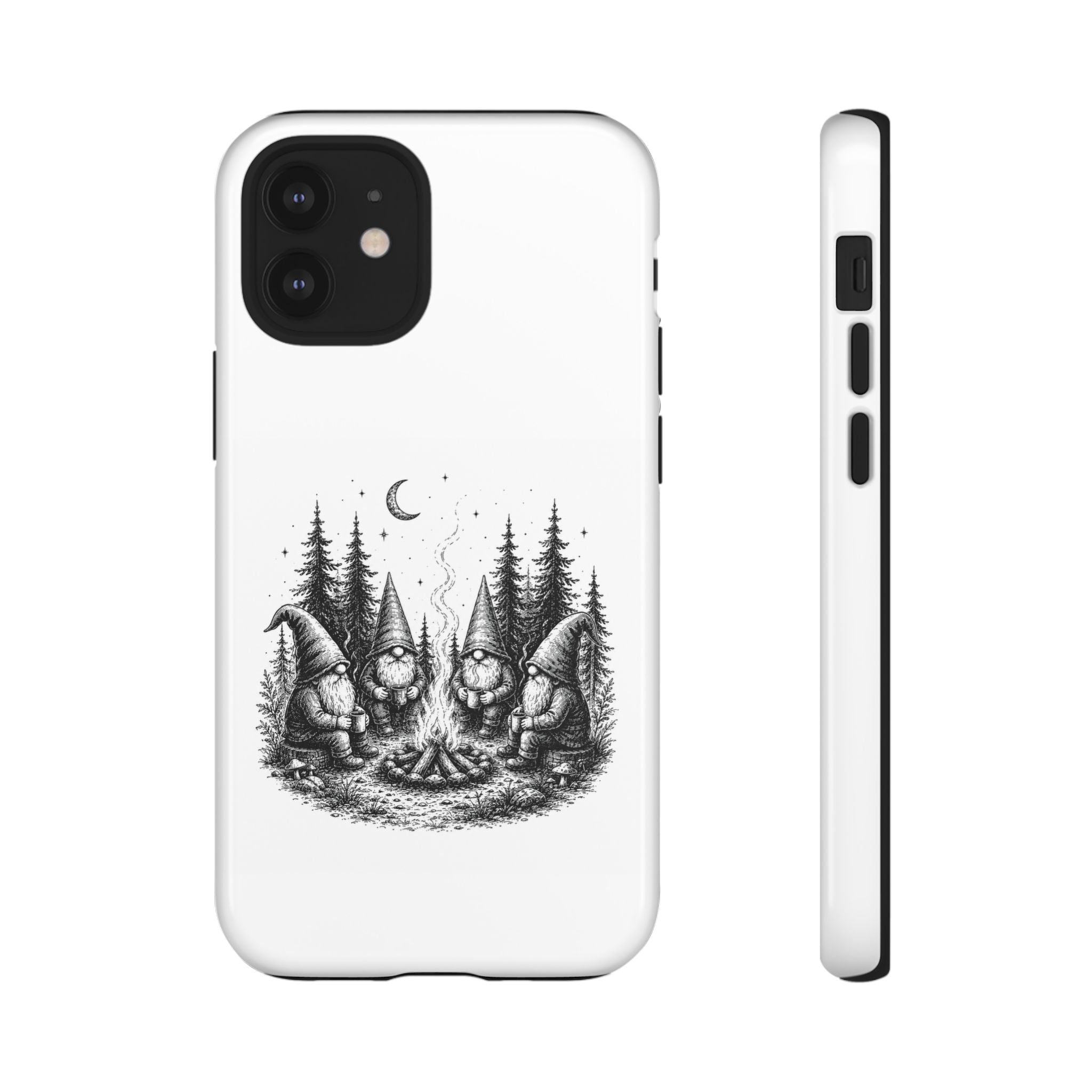 Gnome Campfire Protective Phone Case — Night Forest Illustration