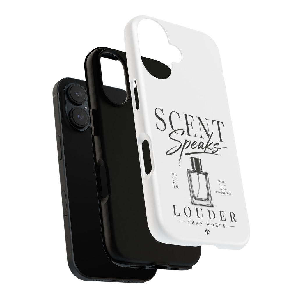 Phone Case — "Scent Speaks Louder Than Words" Perfume Bottle Design