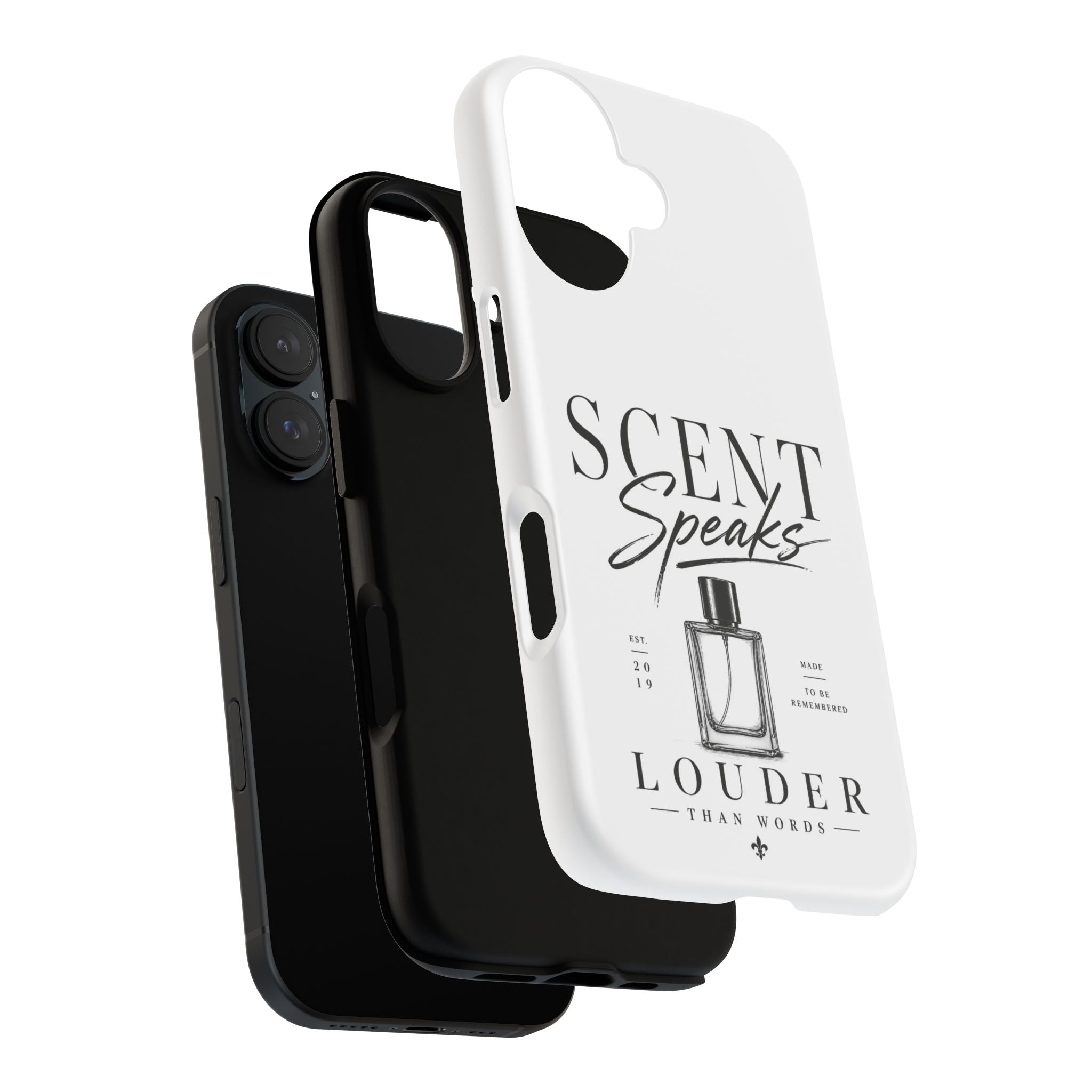 Phone Case — "Scent Speaks Louder Than Words" Perfume Bottle Design