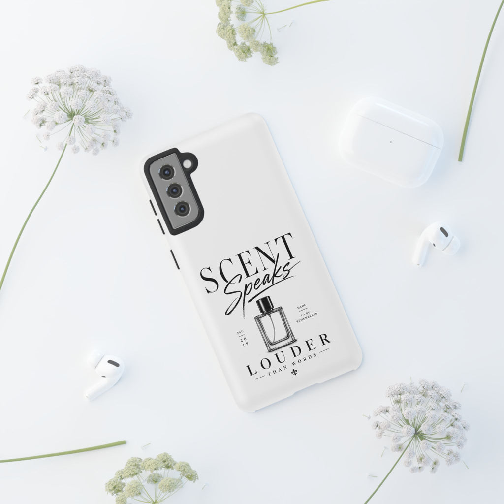 Phone Case — "Scent Speaks Louder Than Words" Perfume Bottle Design