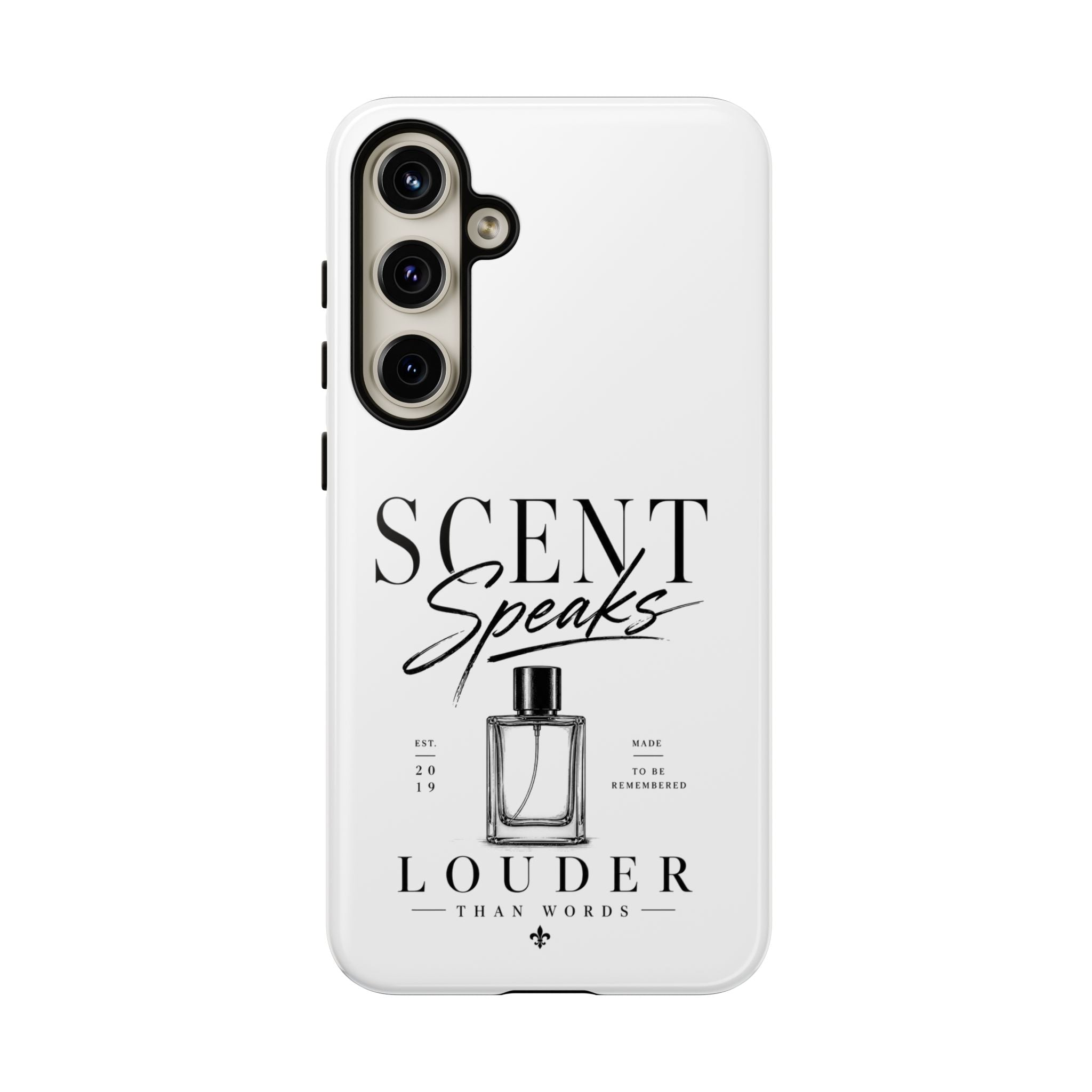 Phone Case — "Scent Speaks Louder Than Words" Perfume Bottle Design