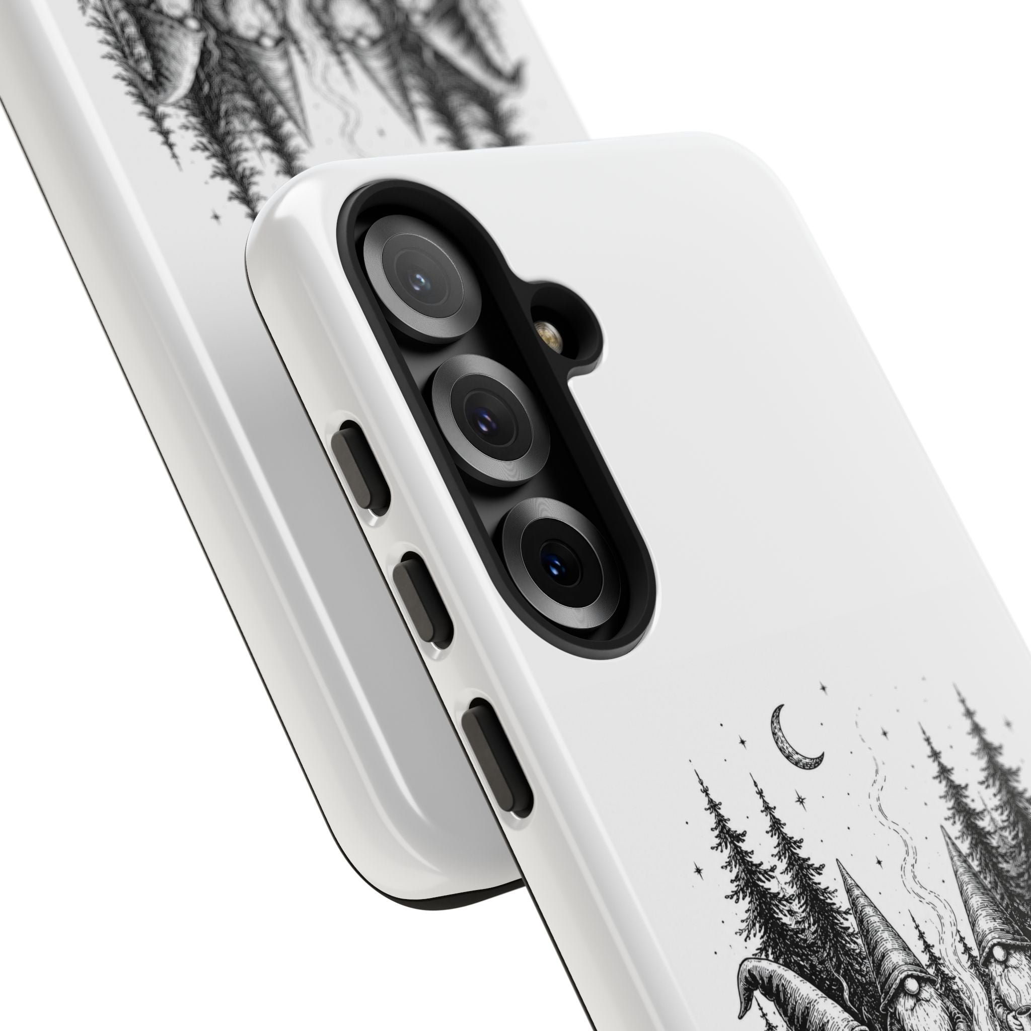 Gnome Campfire Protective Phone Case — Night Forest Illustration