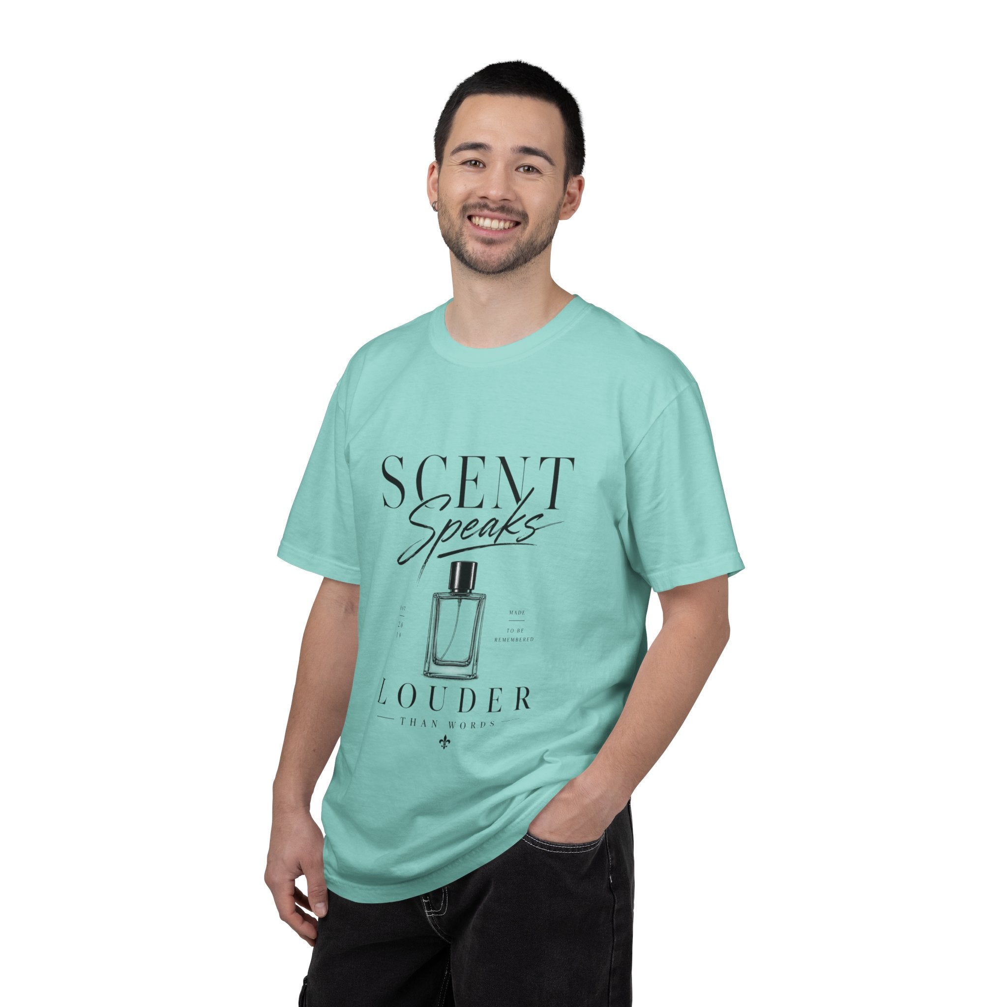 Perfume Graphic T-Shirt — “Scent Speaks Louder” Minimal Fragrance Tee