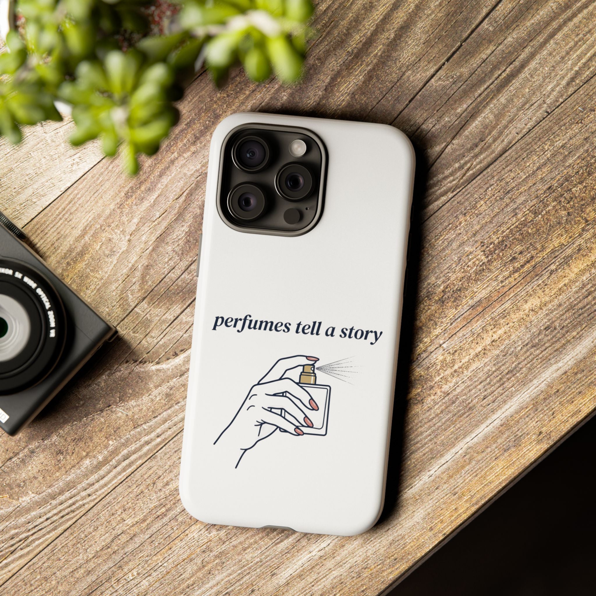 Phone Case — "perfumes tell a story" Minimalist Perfume Bottle Design