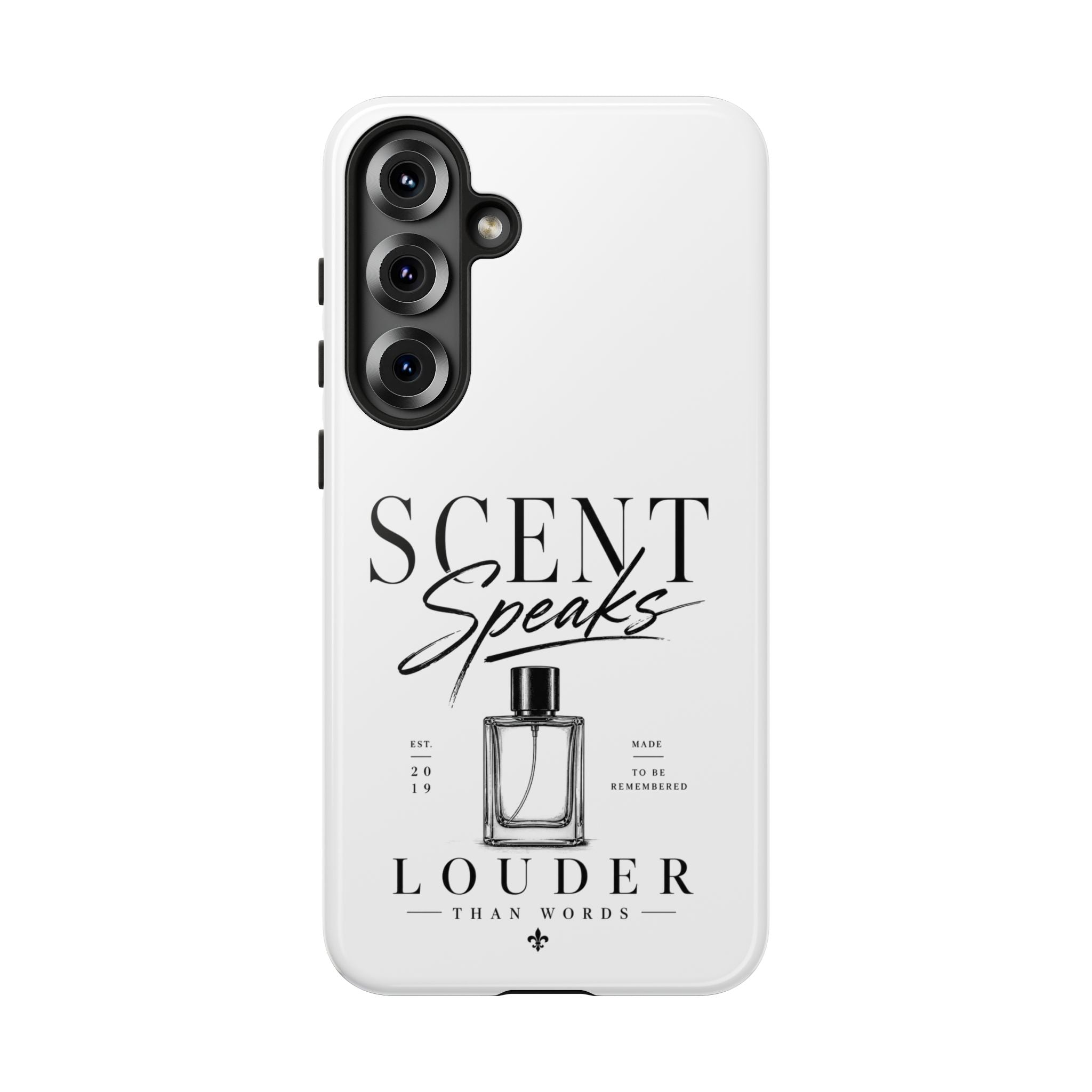 Phone Case — "Scent Speaks Louder Than Words" Perfume Bottle Design