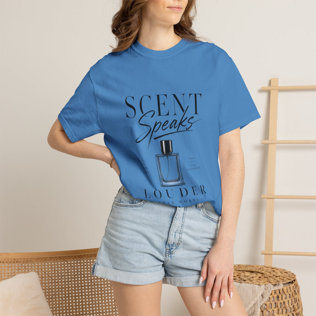 Perfume Graphic T-Shirt — “Scent Speaks Louder” Minimal Fragrance Tee