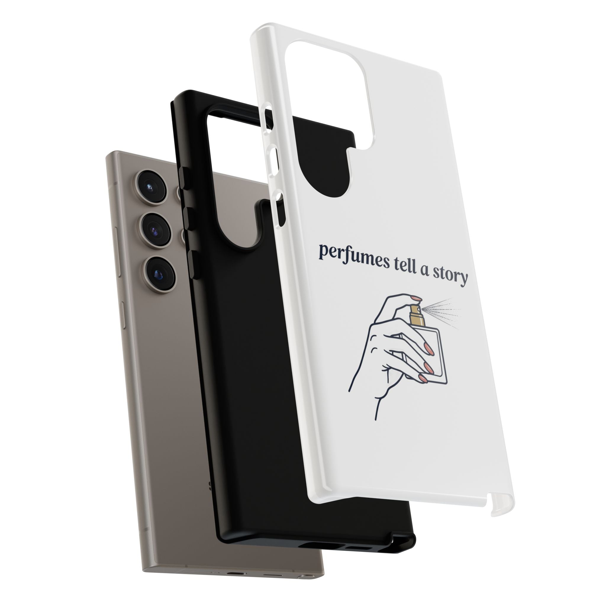 Phone Case — "perfumes tell a story" Minimalist Perfume Bottle Design