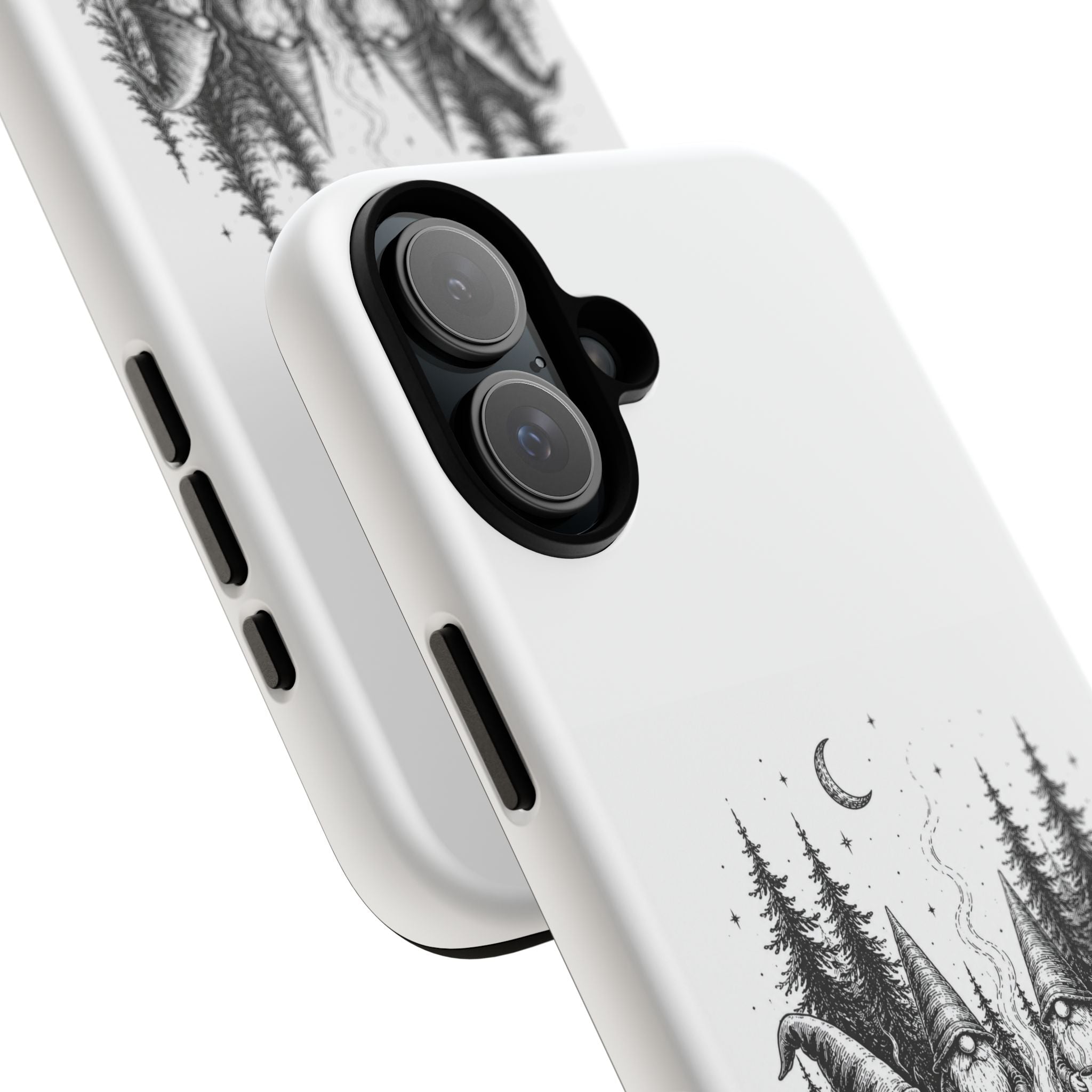 Gnome Campfire Protective Phone Case — Night Forest Illustration