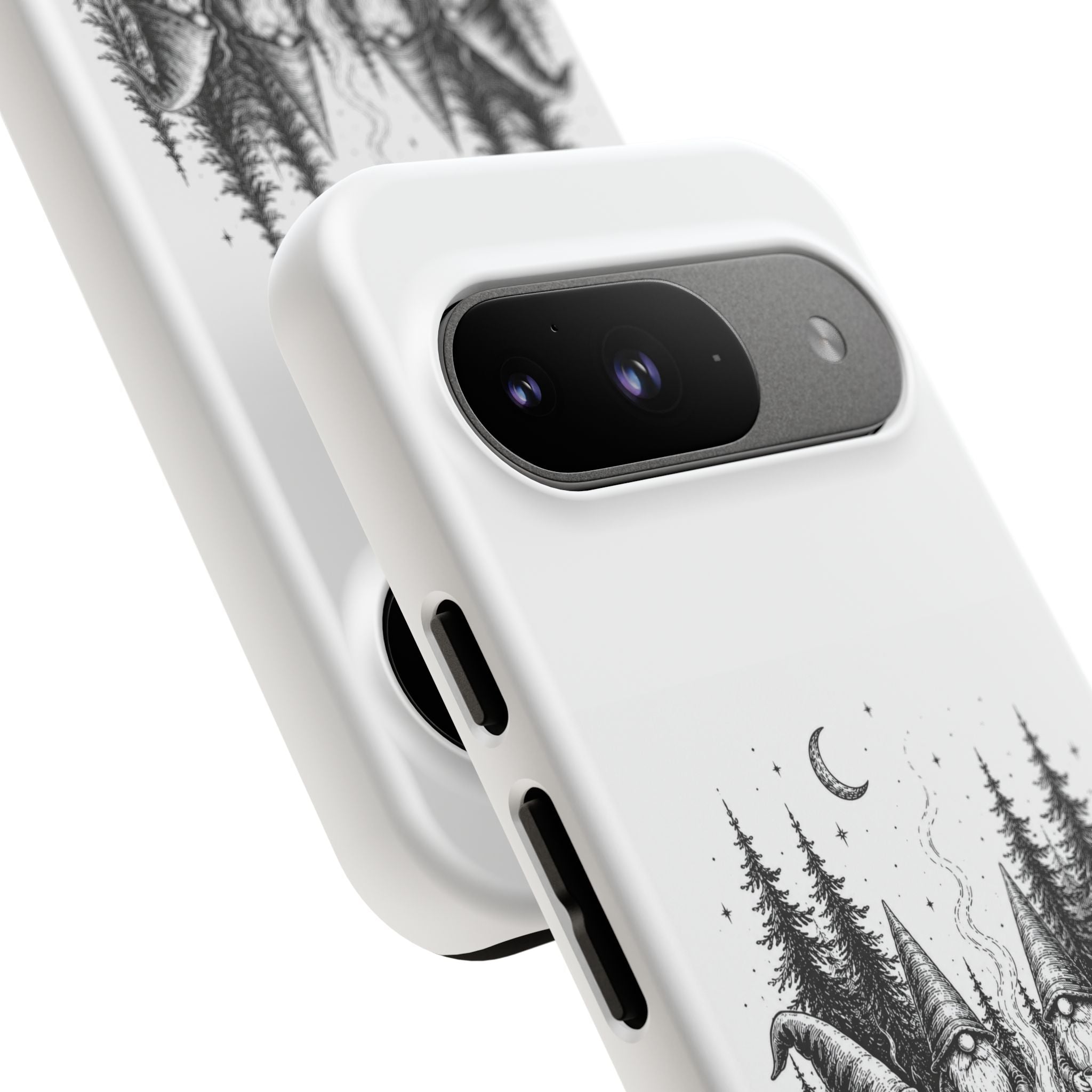 Gnome Campfire Protective Phone Case — Night Forest Illustration