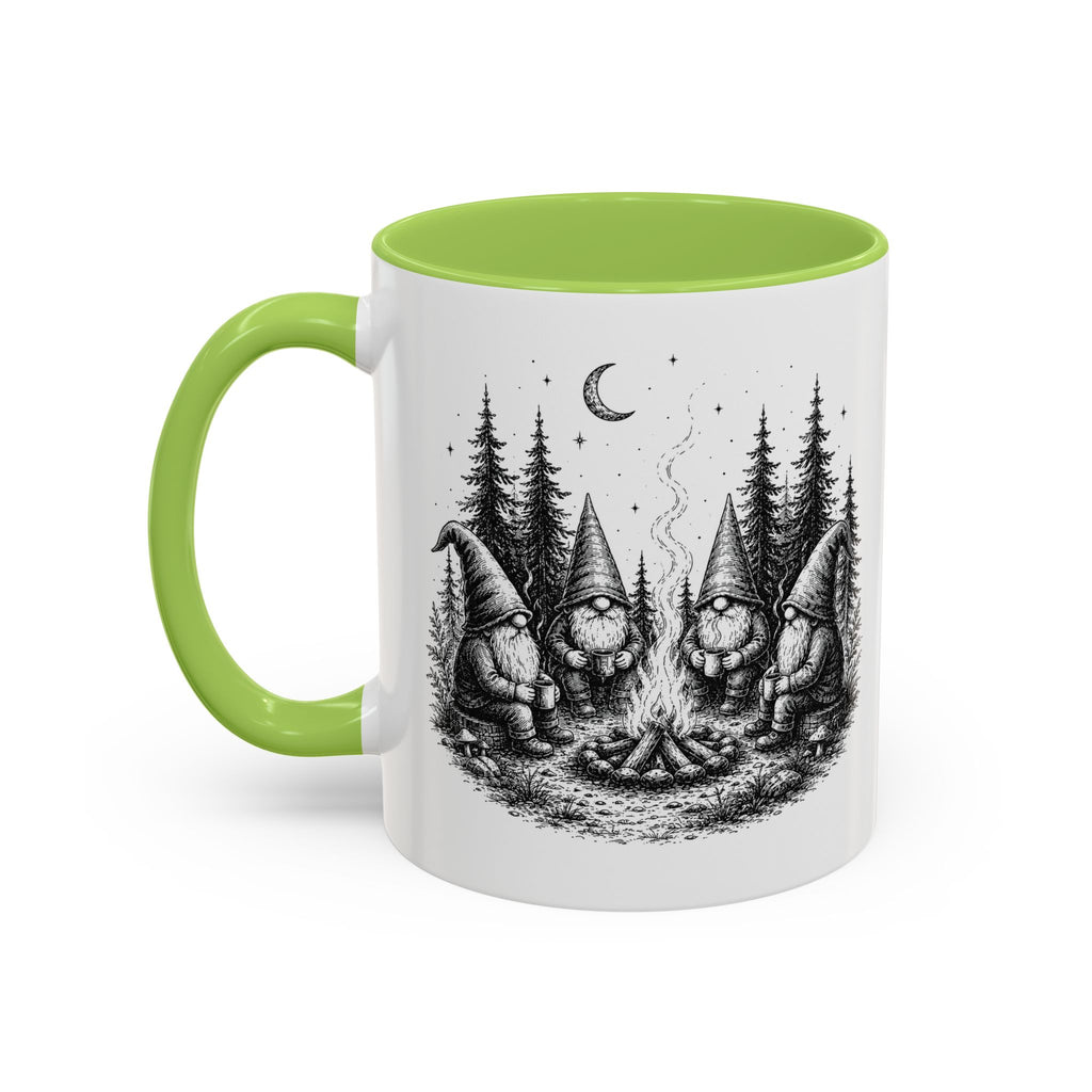 Gnome Campfire Coffee Mug — Woodland Camping Ceramic Accent Mug (11/15oz)