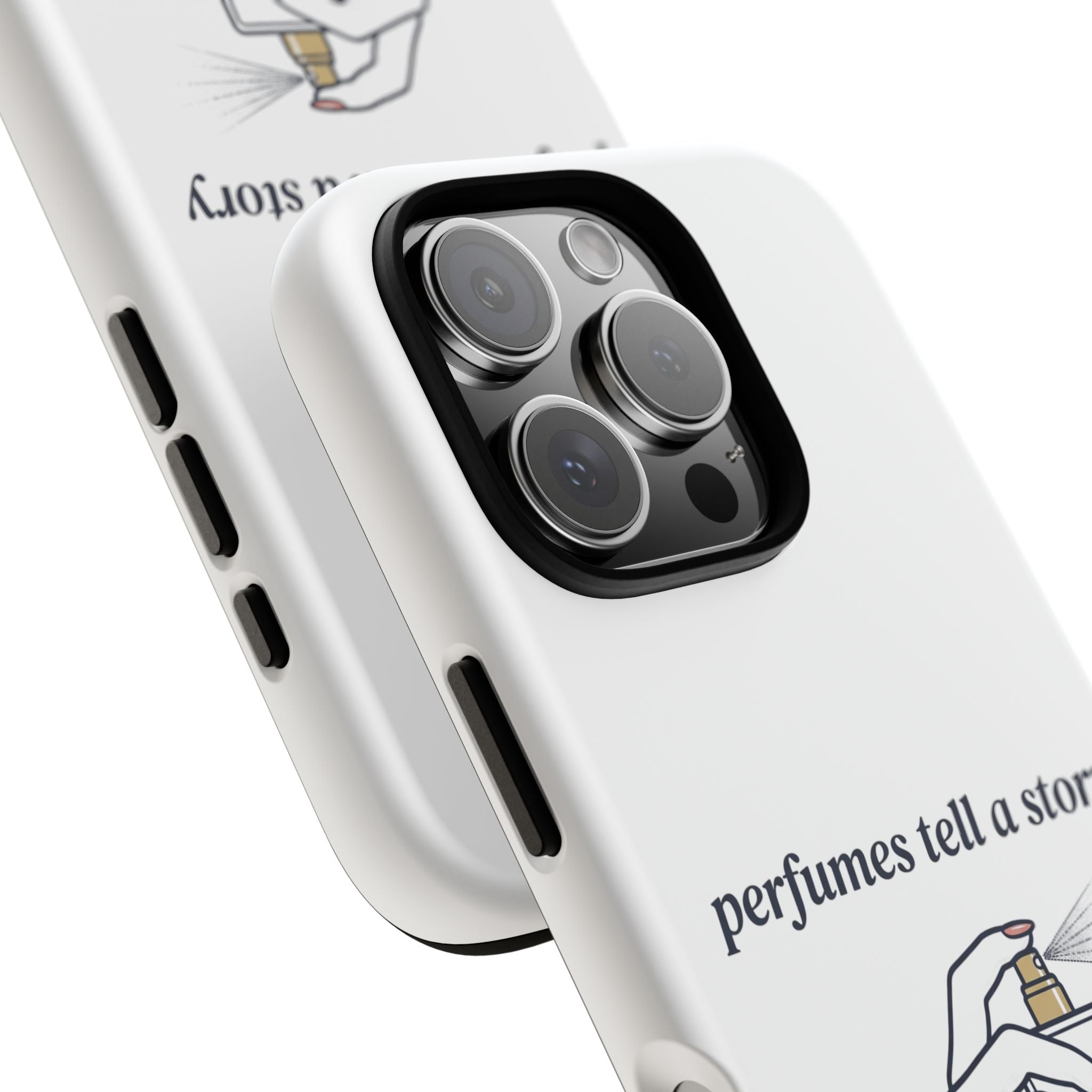 Phone Case — "perfumes tell a story" Minimalist Perfume Bottle Design