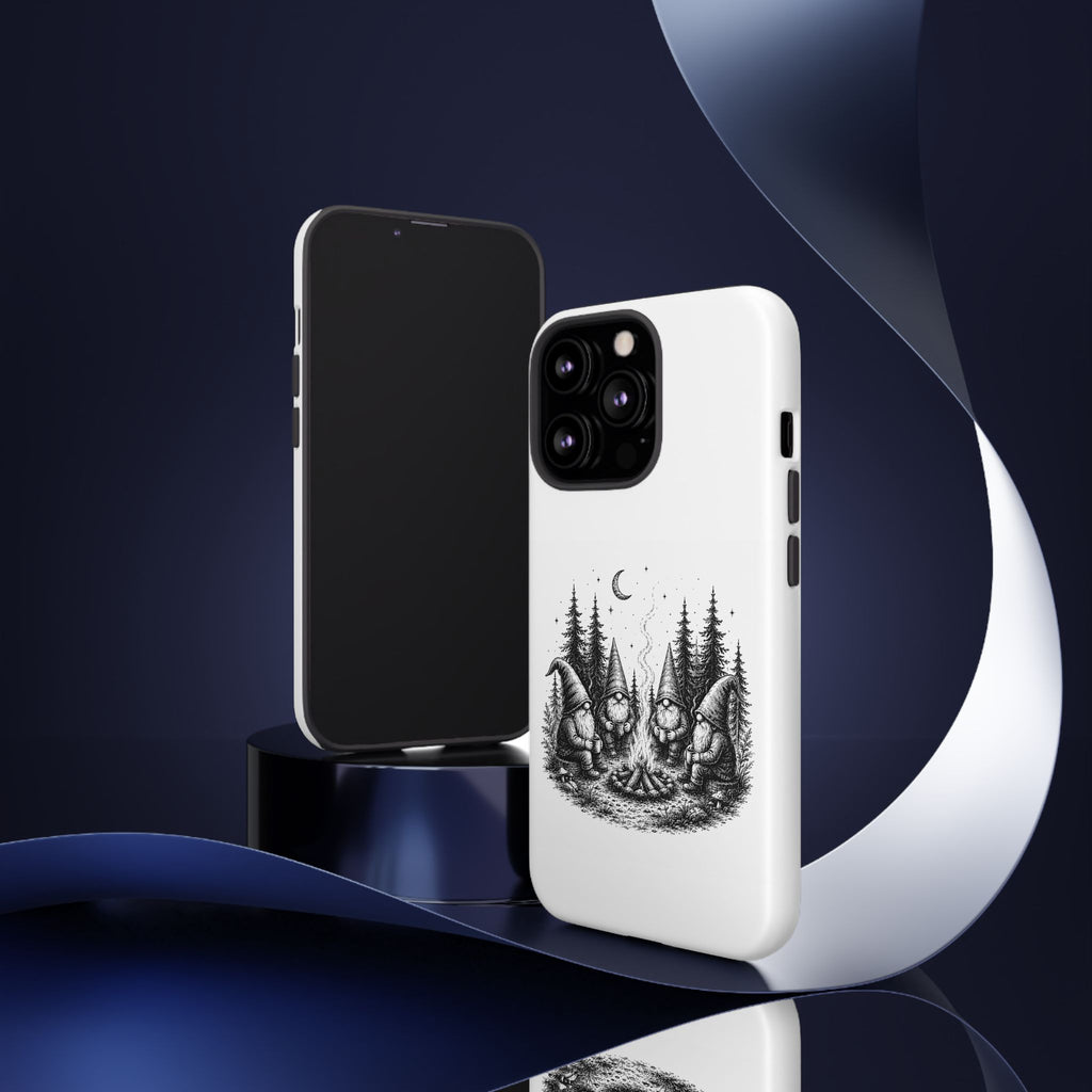 Gnome Campfire Protective Phone Case — Night Forest Illustration