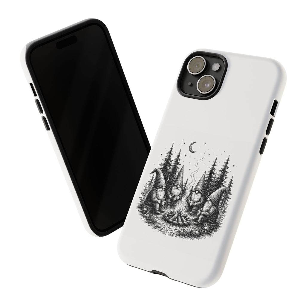 Gnome Campfire Protective Phone Case — Night Forest Illustration