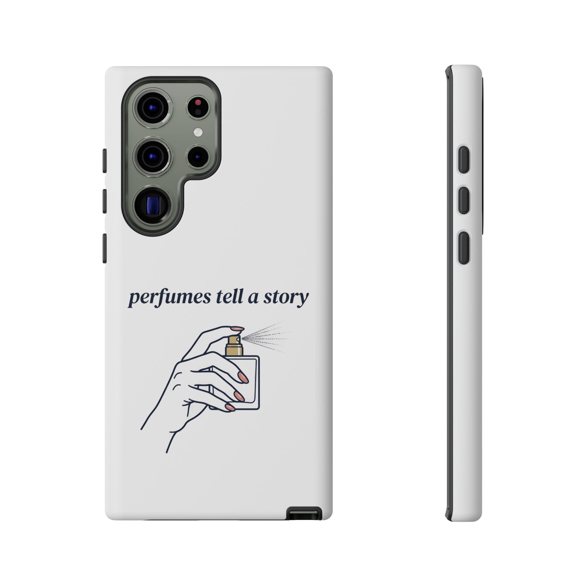 Phone Case — "perfumes tell a story" Minimalist Perfume Bottle Design