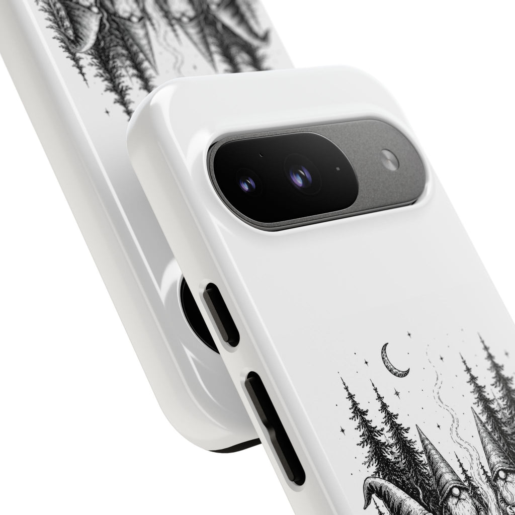 Gnome Campfire Protective Phone Case — Night Forest Illustration