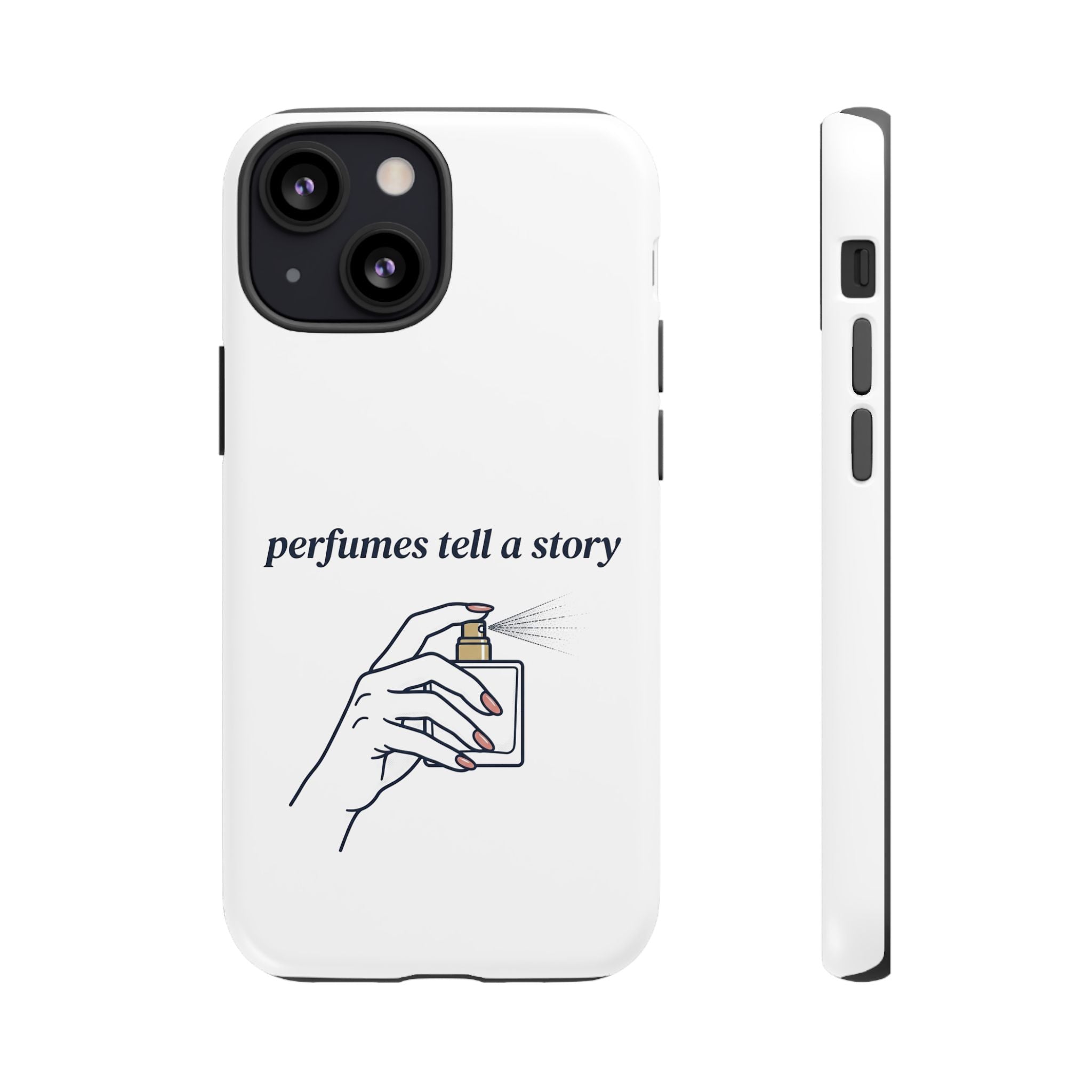 Phone Case — "perfumes tell a story" Minimalist Perfume Bottle Design