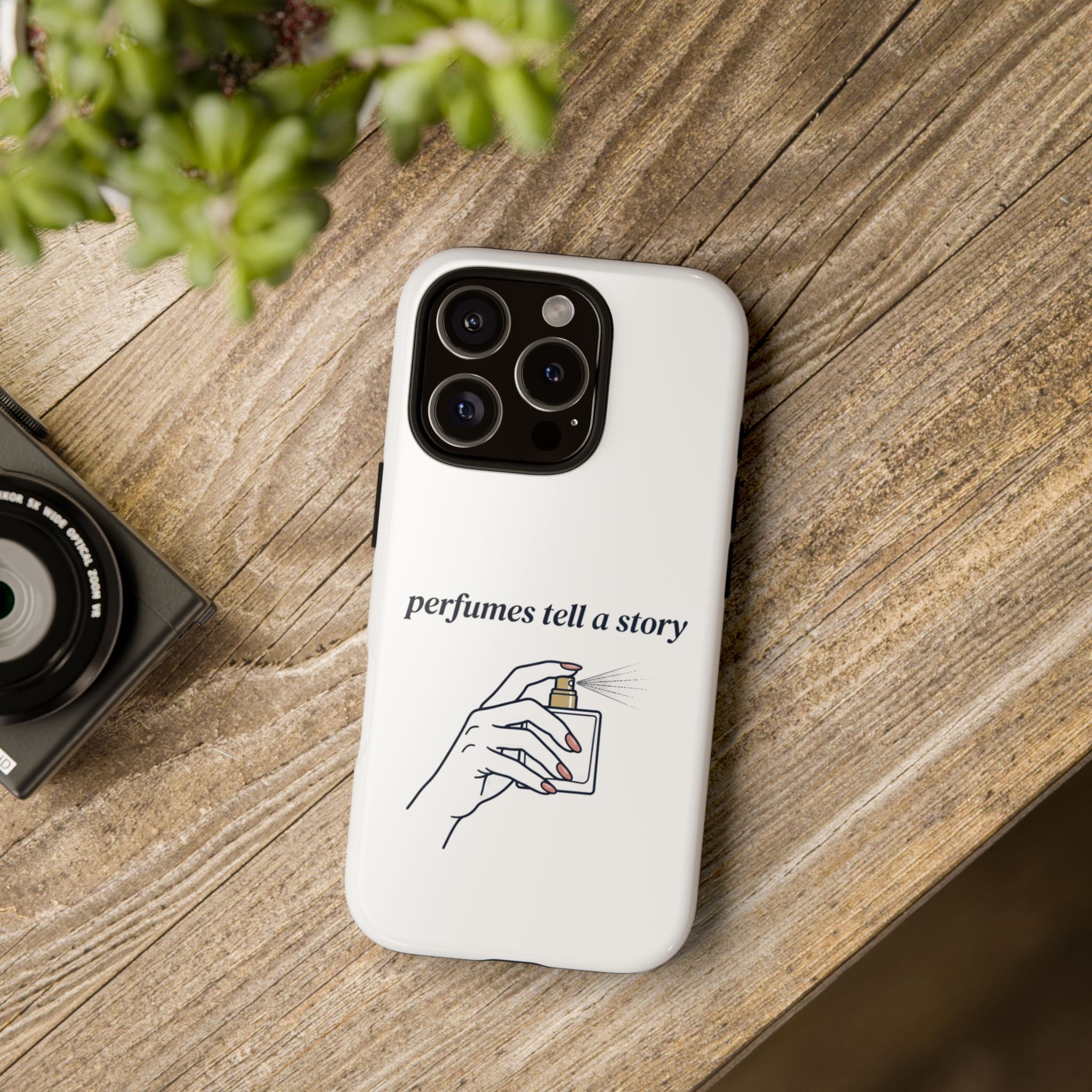 Phone Case — "perfumes tell a story" Minimalist Perfume Bottle Design