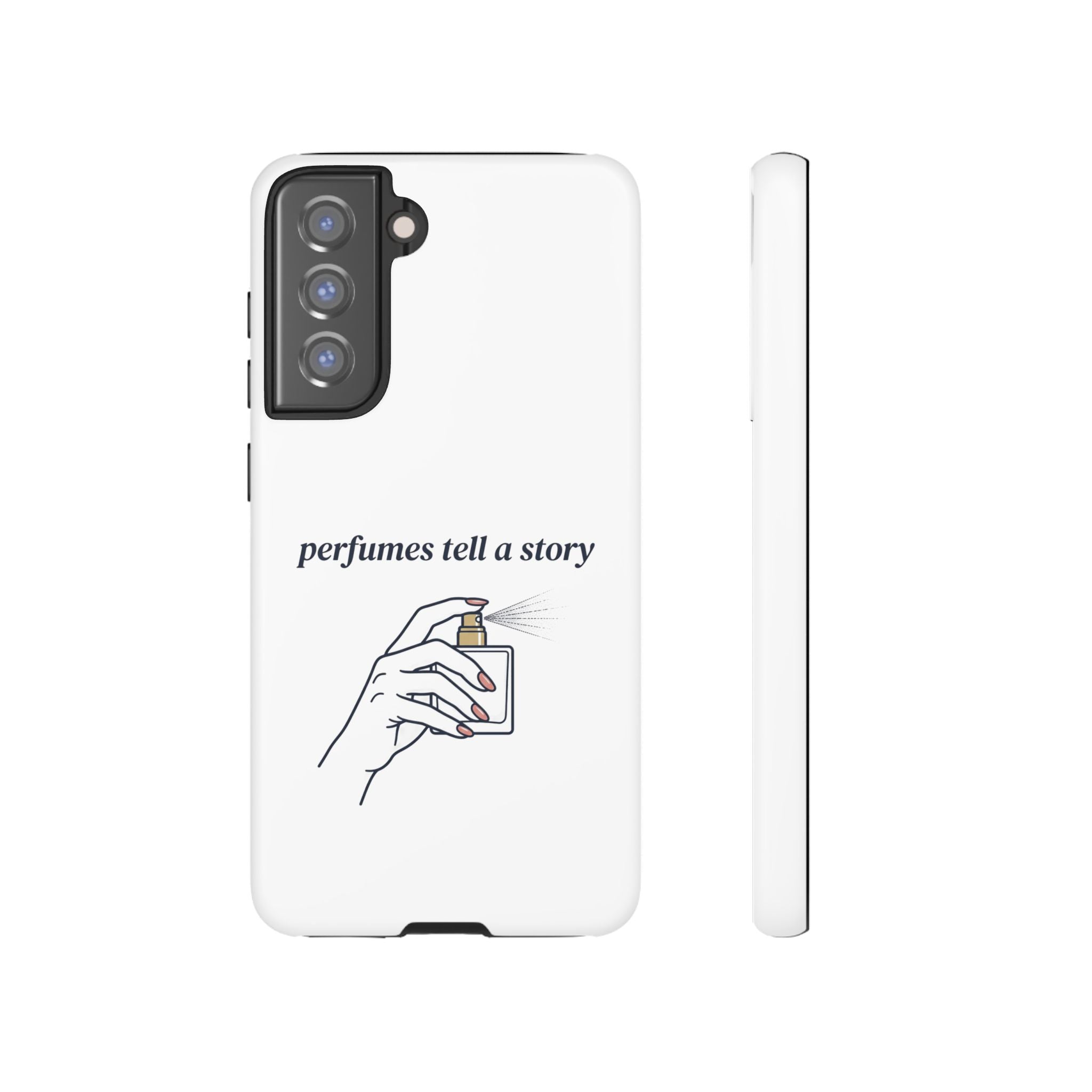 Phone Case — "perfumes tell a story" Minimalist Perfume Bottle Design