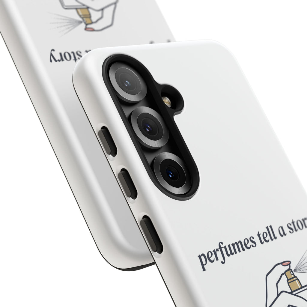 Phone Case — "perfumes tell a story" Minimalist Perfume Bottle Design