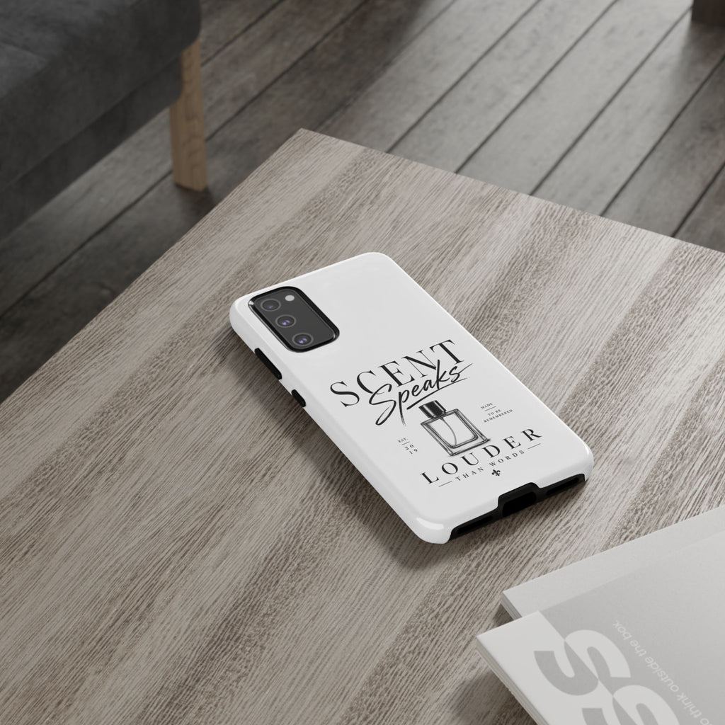 Phone Case — "Scent Speaks Louder Than Words" Perfume Bottle Design