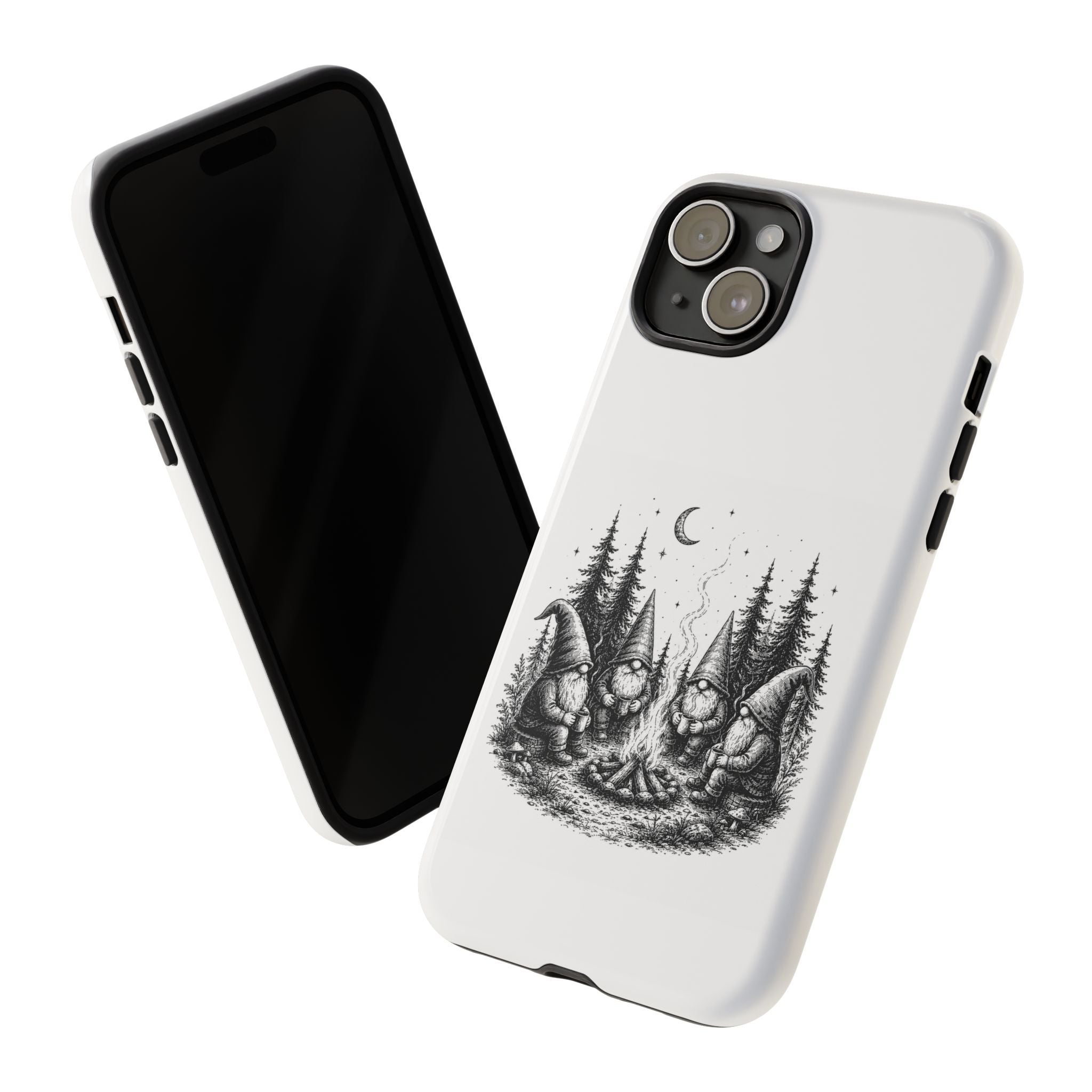Gnome Campfire Protective Phone Case — Night Forest Illustration