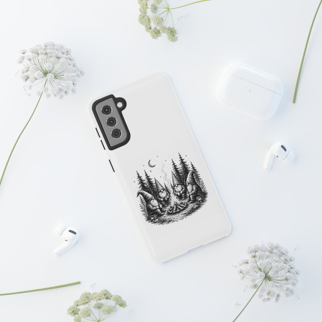 Gnome Campfire Protective Phone Case — Night Forest Illustration