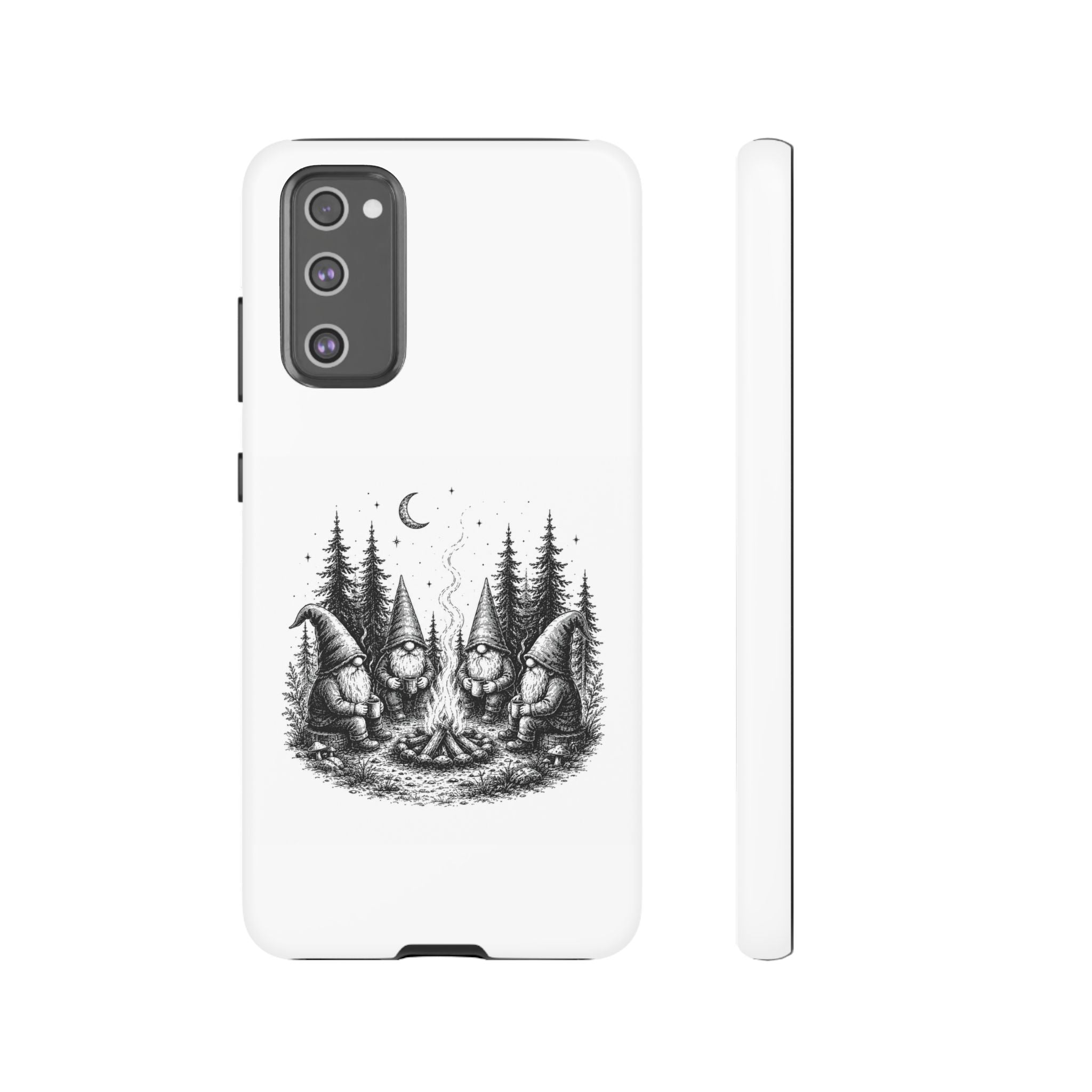 Gnome Campfire Protective Phone Case — Night Forest Illustration