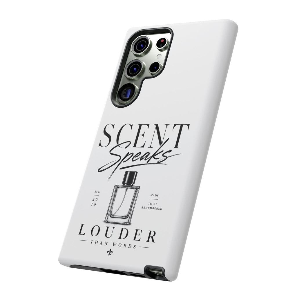 Phone Case — "Scent Speaks Louder Than Words" Perfume Bottle Design