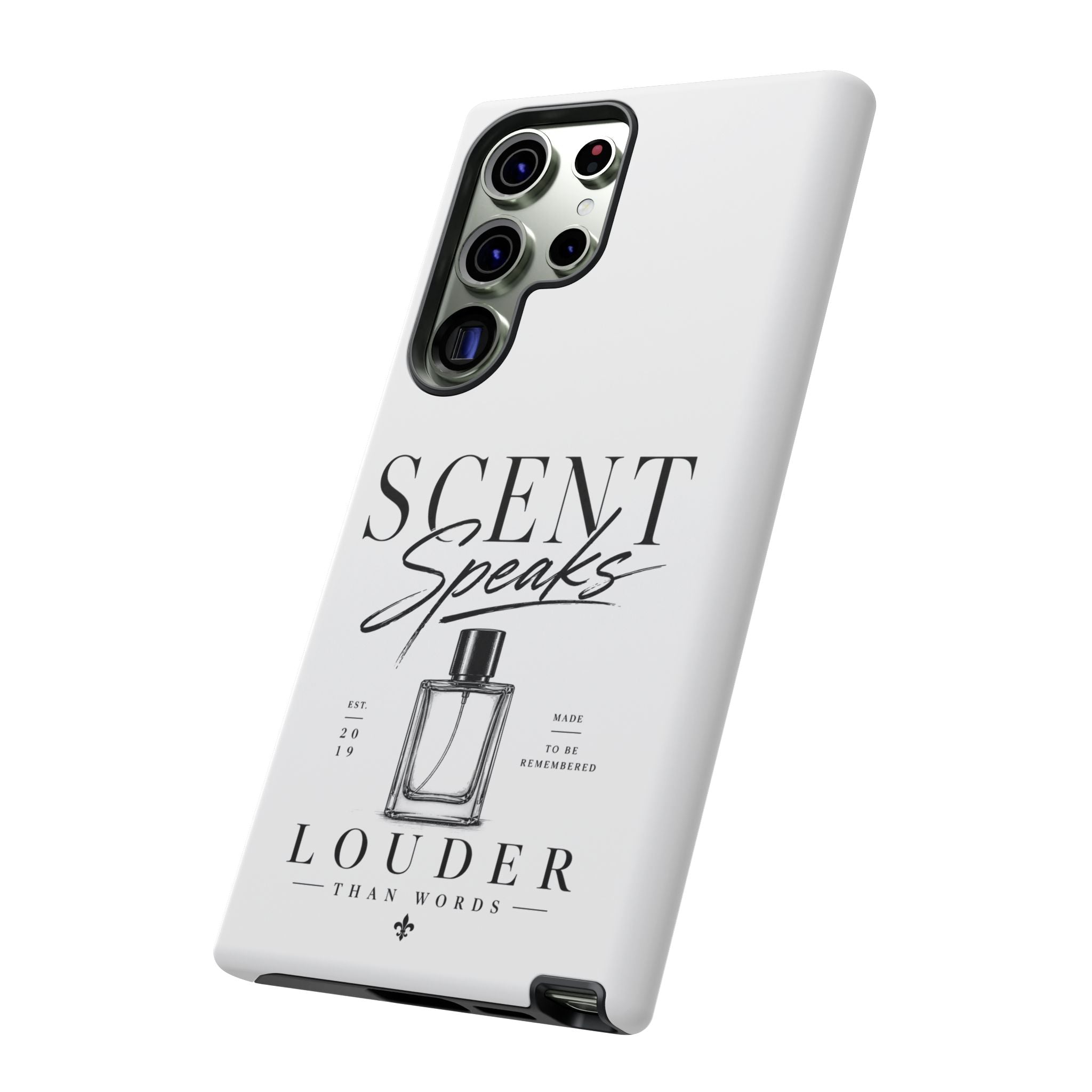 Phone Case — "Scent Speaks Louder Than Words" Perfume Bottle Design