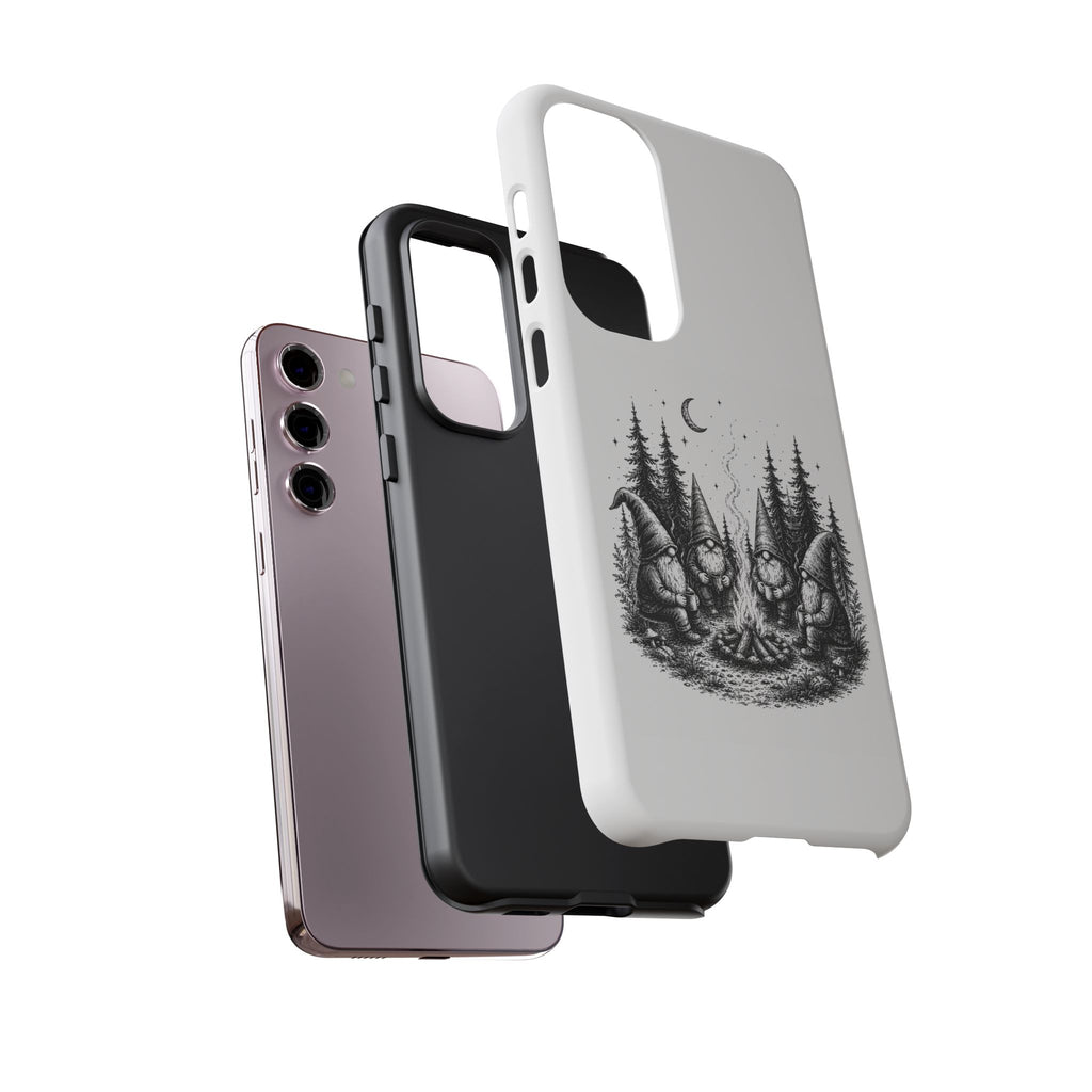 Gnome Campfire Protective Phone Case — Night Forest Illustration
