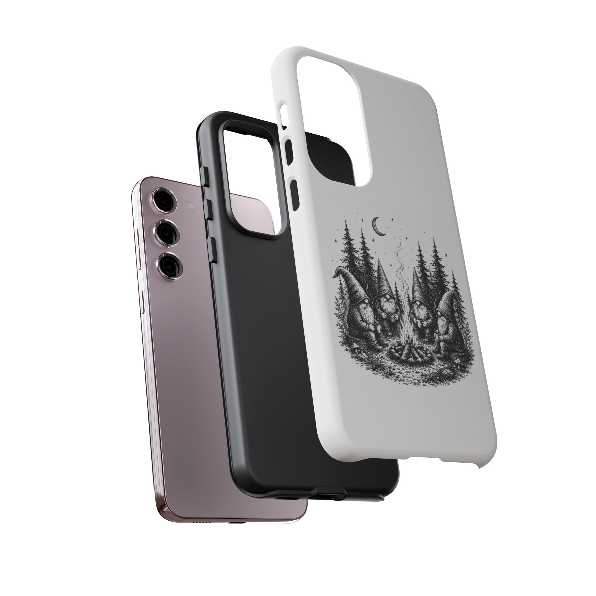 Gnome Campfire Protective Phone Case — Night Forest Illustration