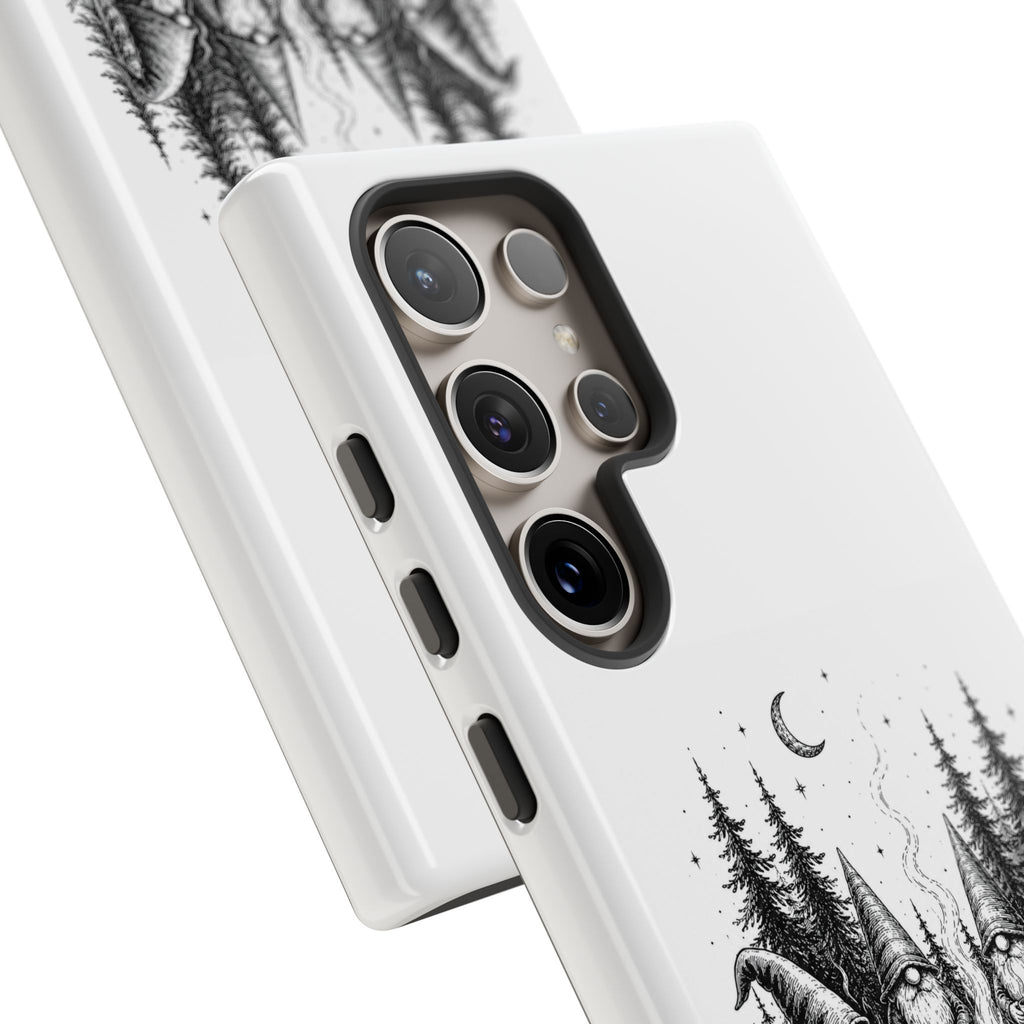 Gnome Campfire Protective Phone Case — Night Forest Illustration