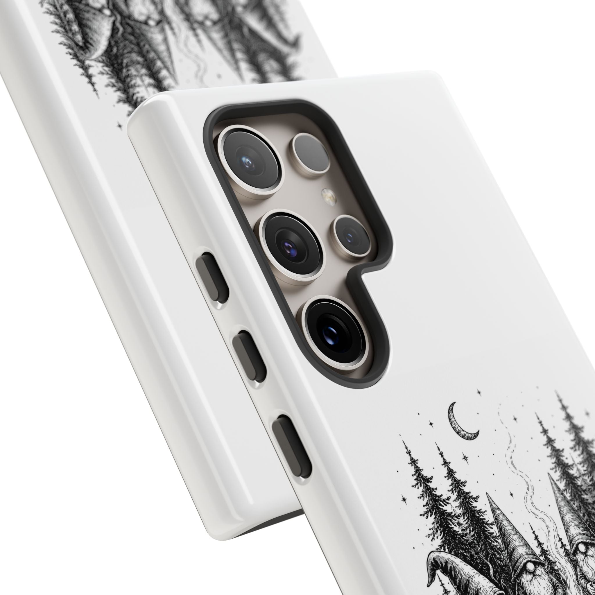 Gnome Campfire Protective Phone Case — Night Forest Illustration