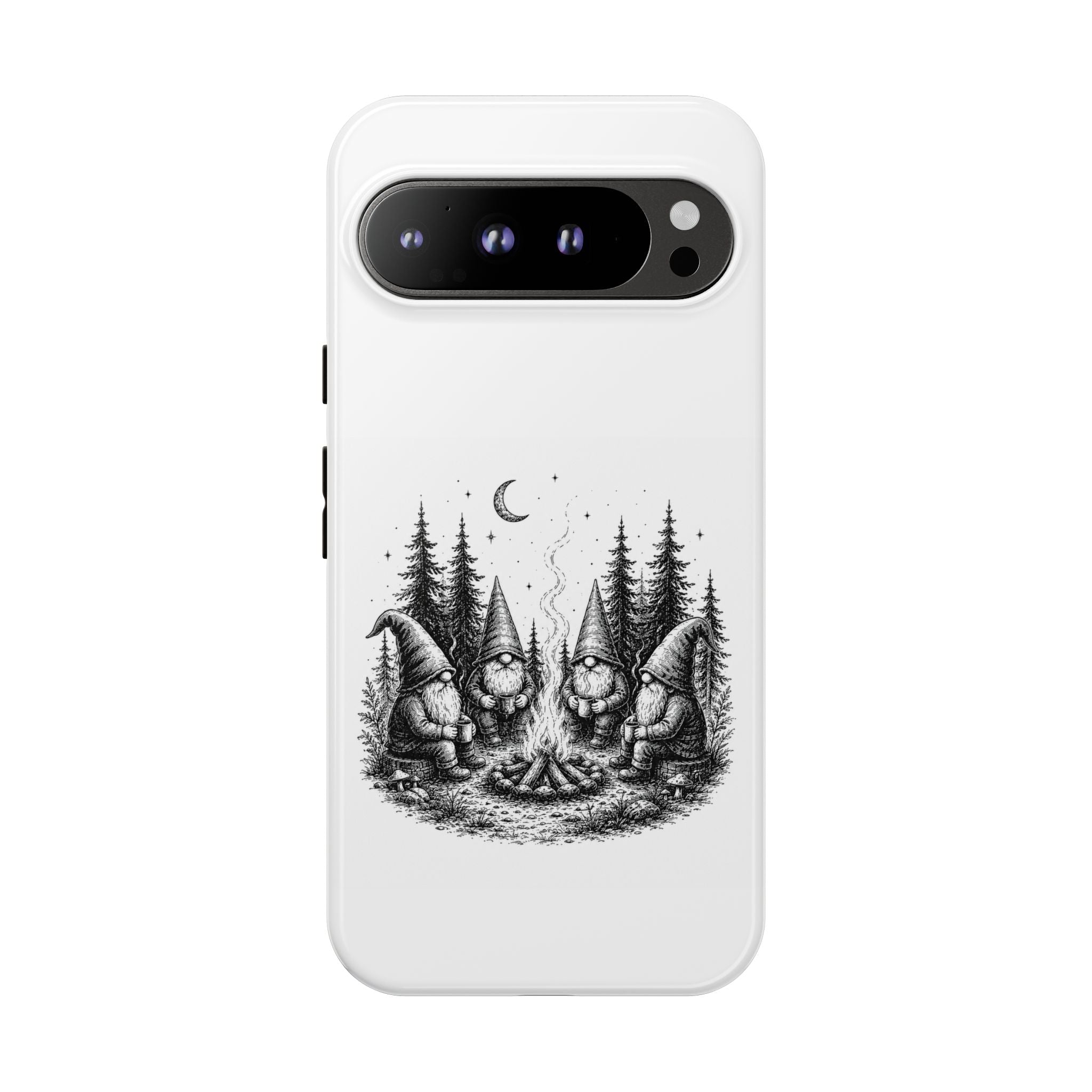Gnome Campfire Protective Phone Case — Night Forest Illustration