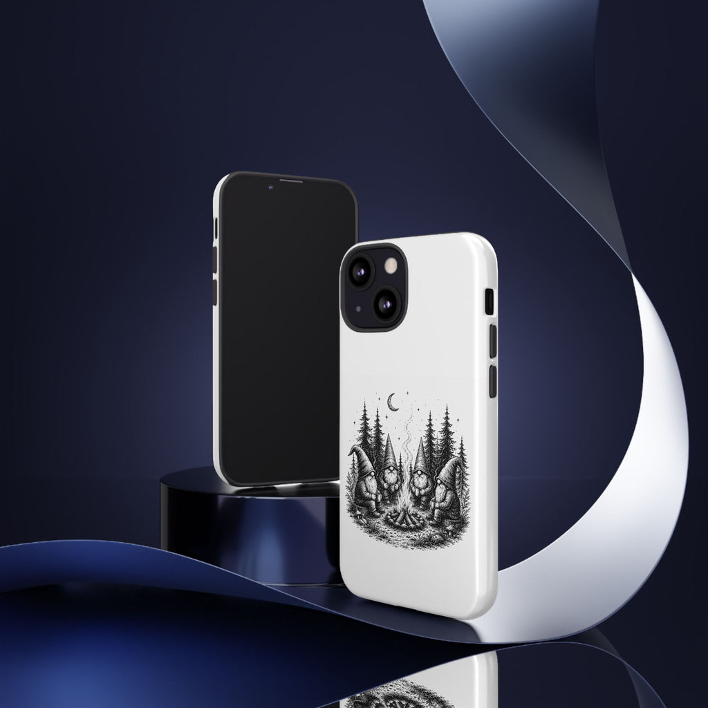 Gnome Campfire Protective Phone Case — Night Forest Illustration