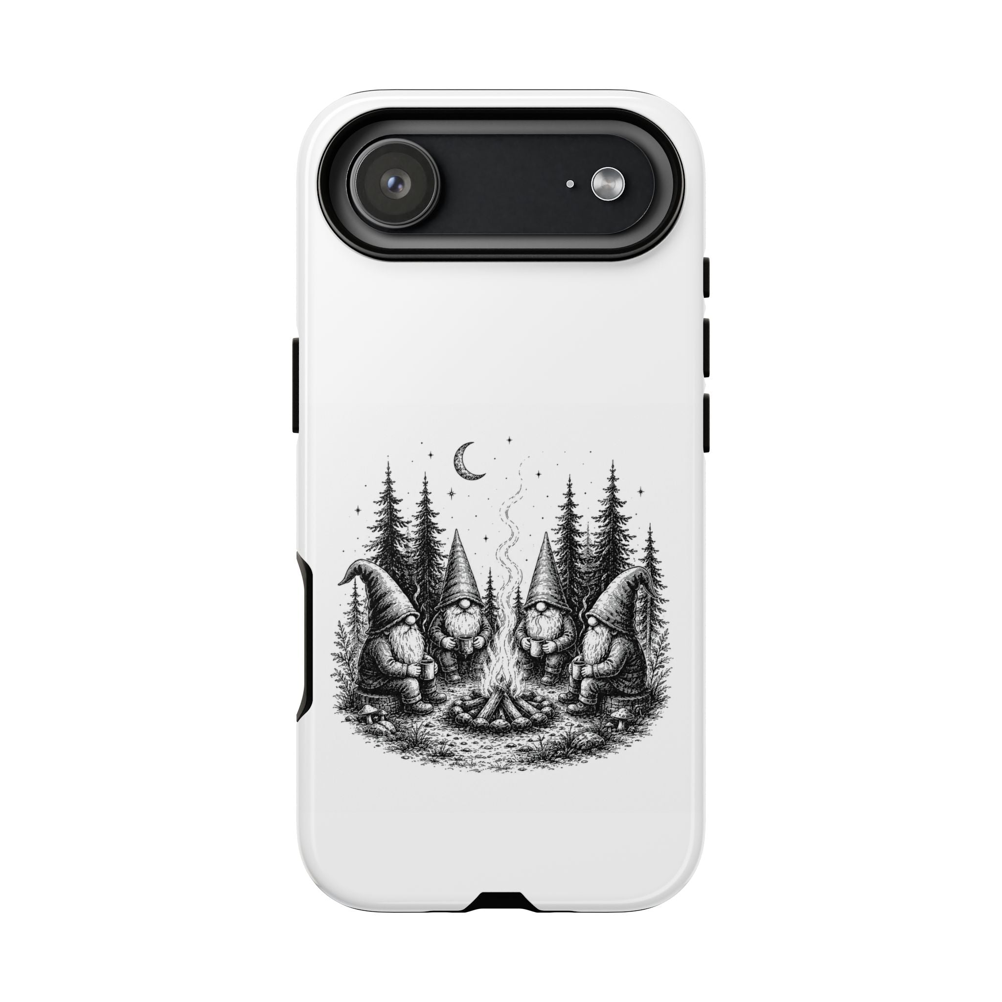 Gnome Campfire Protective Phone Case — Night Forest Illustration