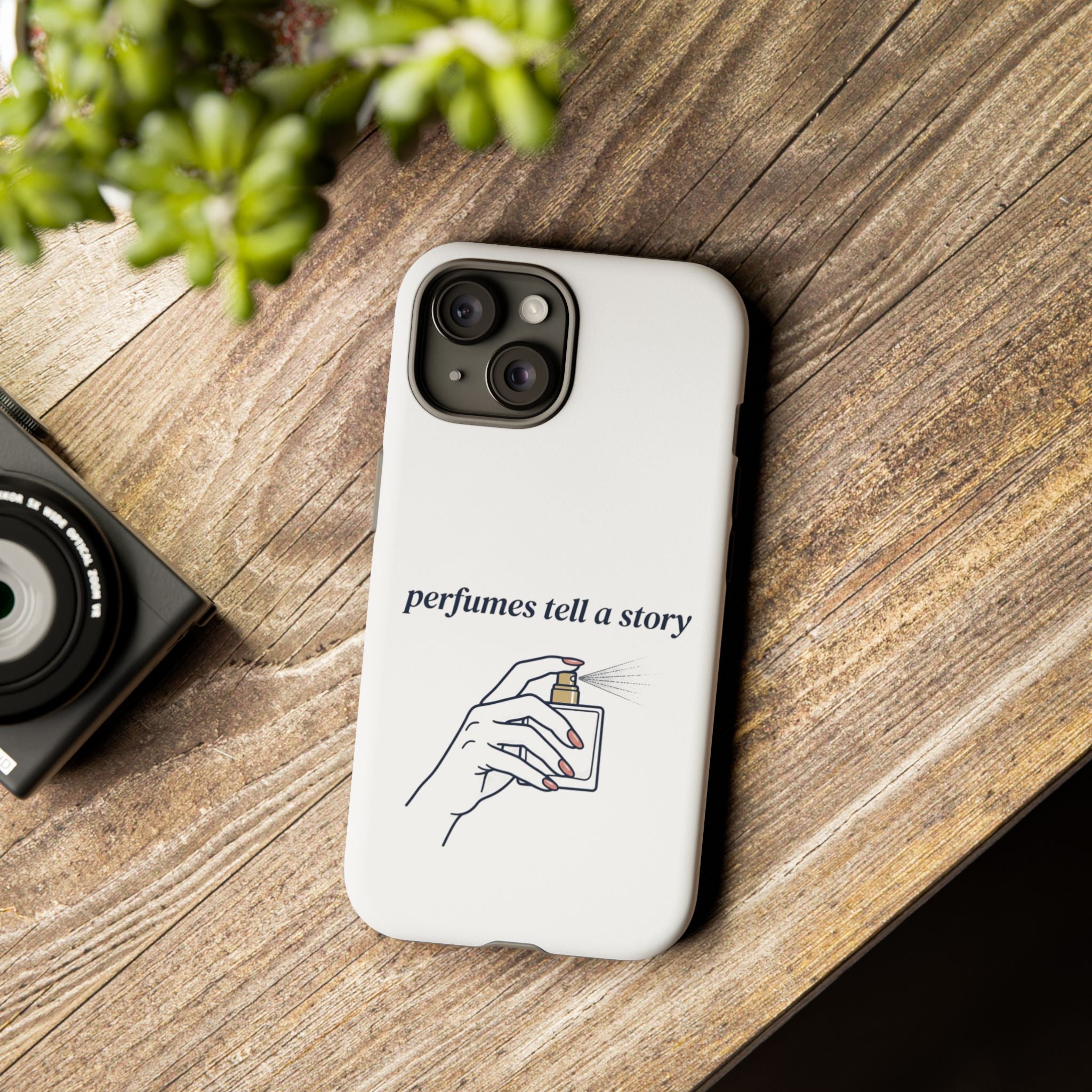 Phone Case — "perfumes tell a story" Minimalist Perfume Bottle Design