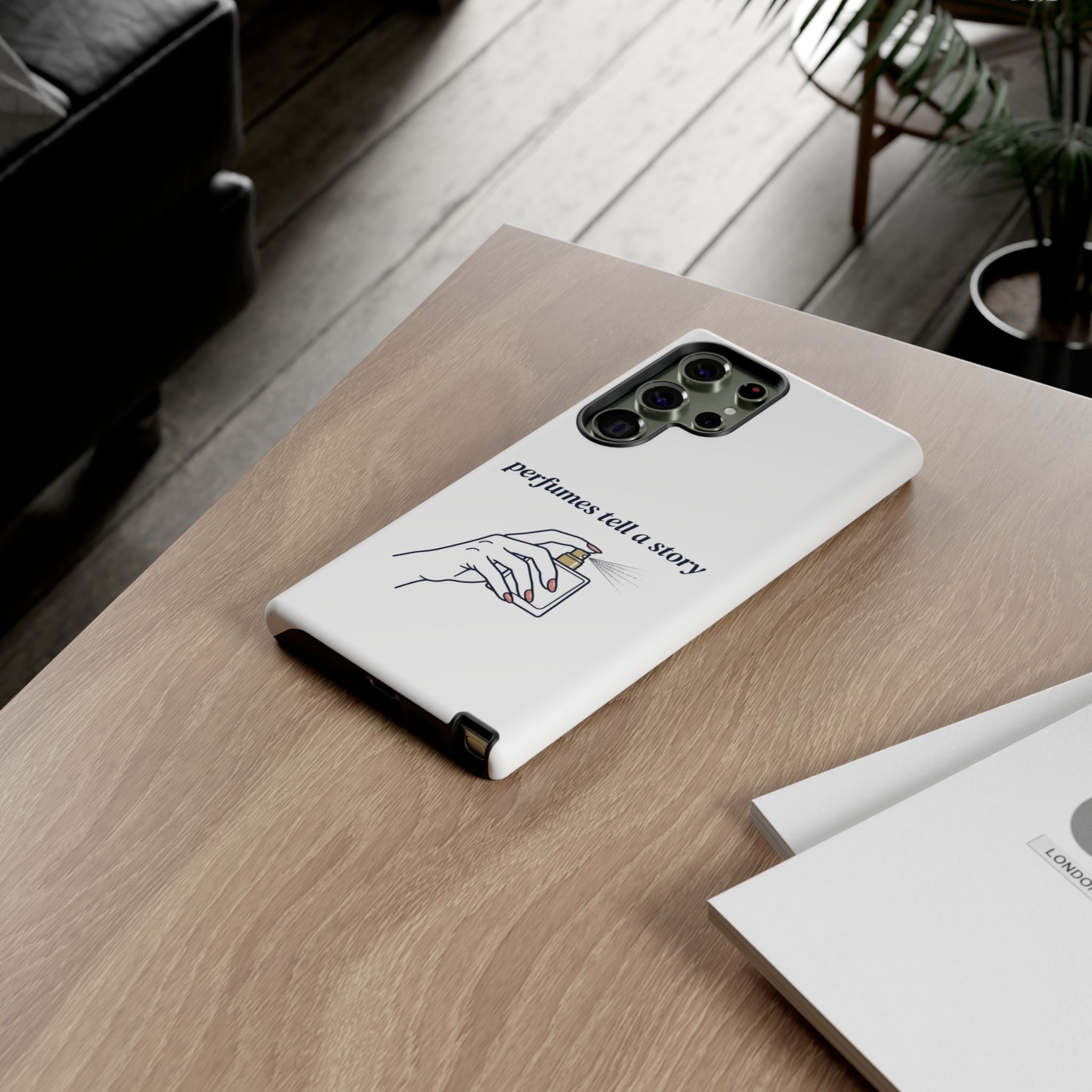 Phone Case — "perfumes tell a story" Minimalist Perfume Bottle Design