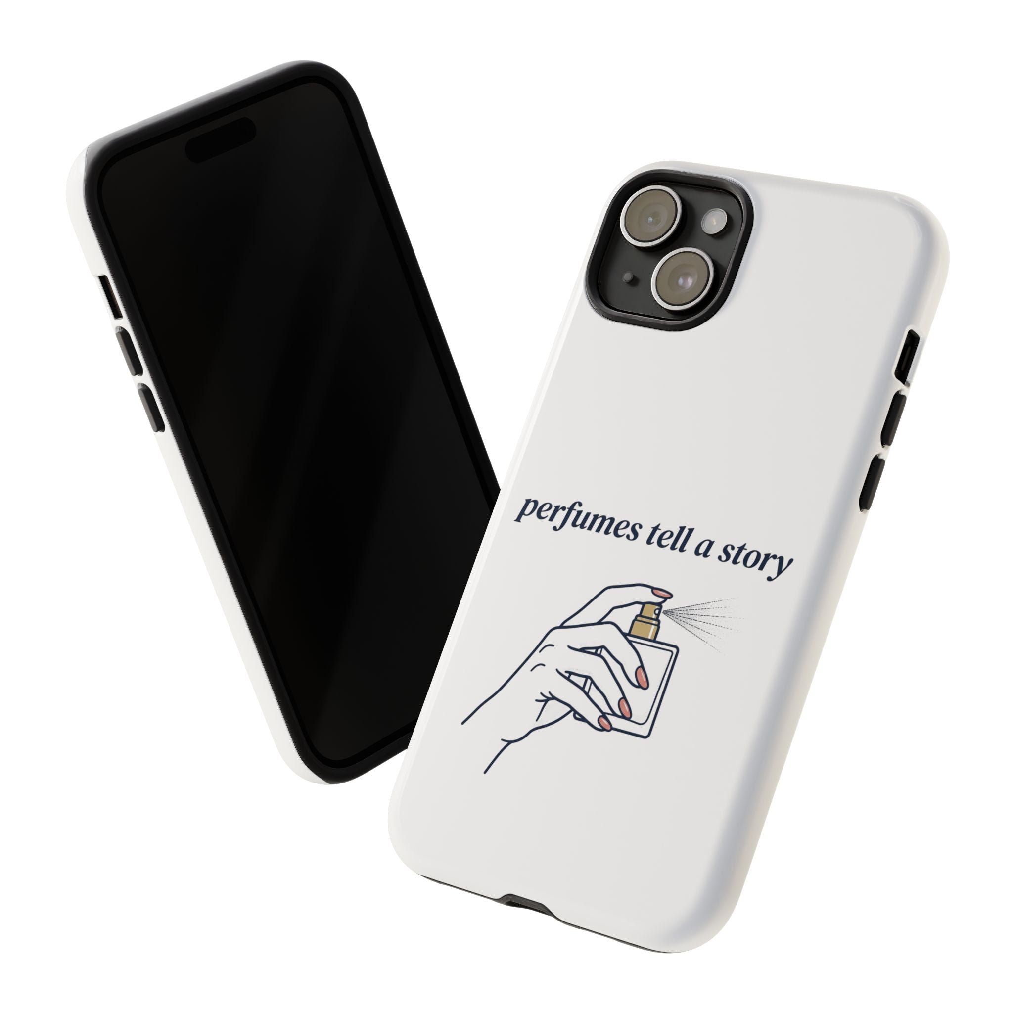 Phone Case — "perfumes tell a story" Minimalist Perfume Bottle Design
