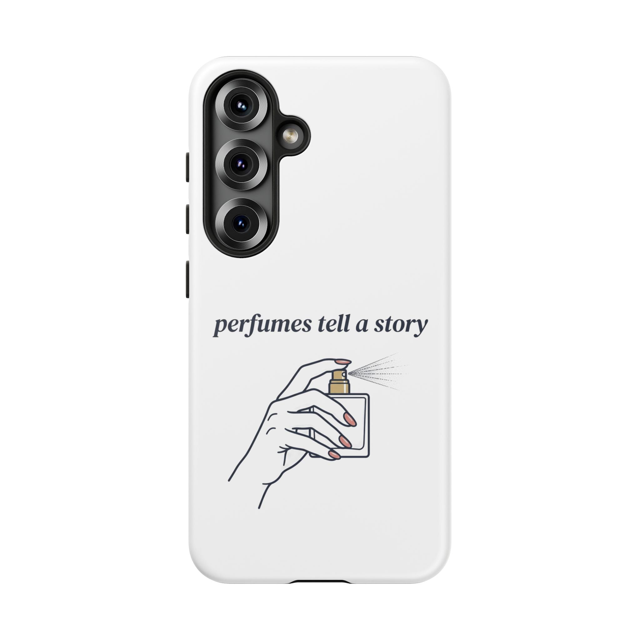 Phone Case — "perfumes tell a story" Minimalist Perfume Bottle Design