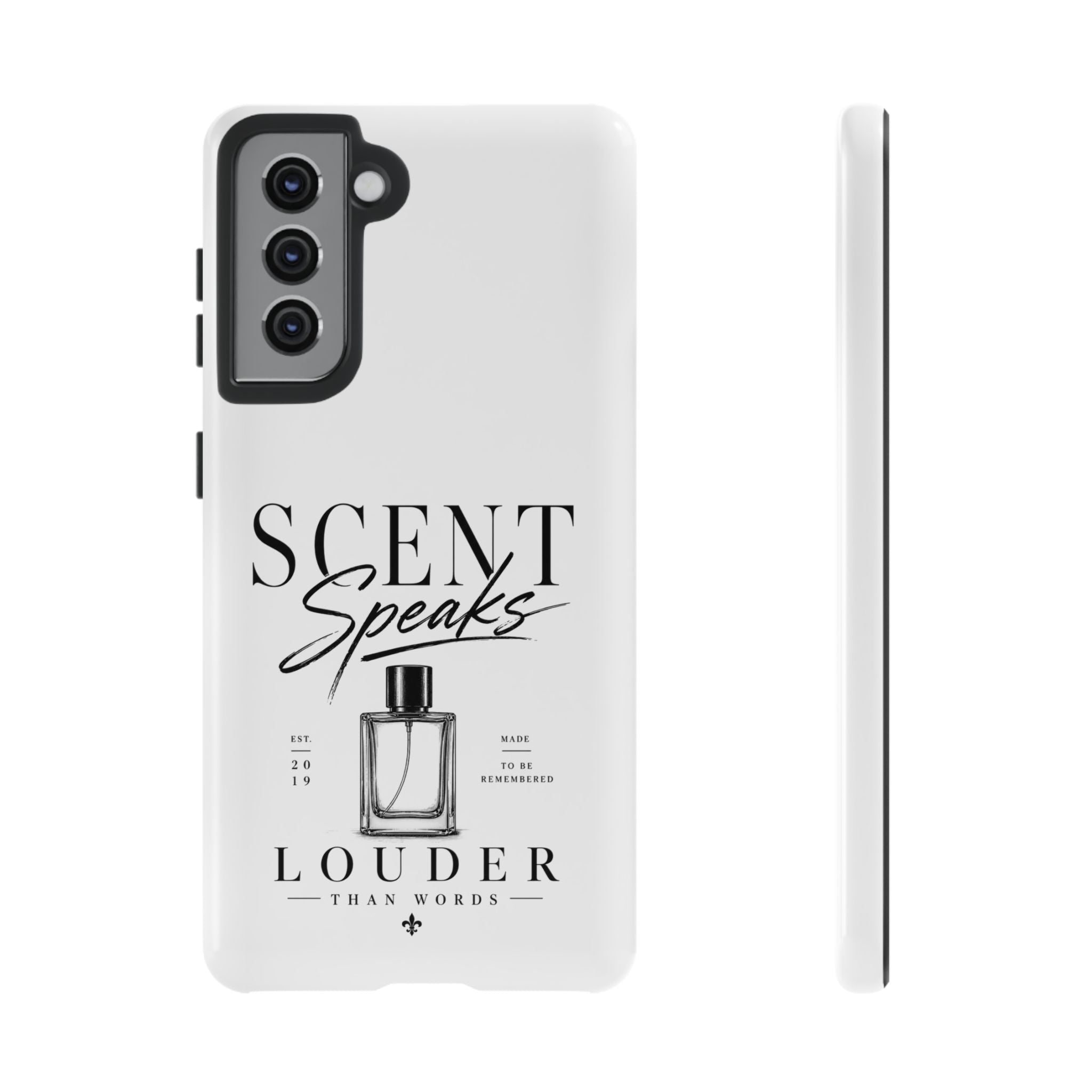 Phone Case — "Scent Speaks Louder Than Words" Perfume Bottle Design