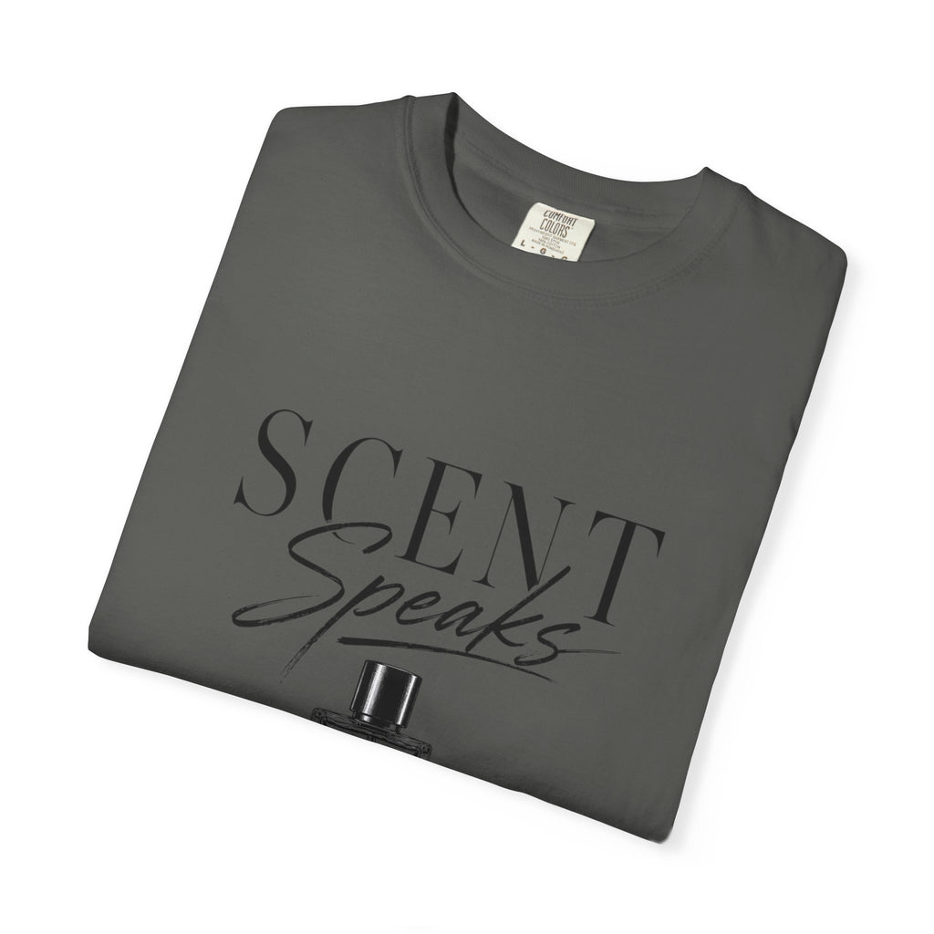 Perfume Graphic T-Shirt — “Scent Speaks Louder” Minimal Fragrance Tee