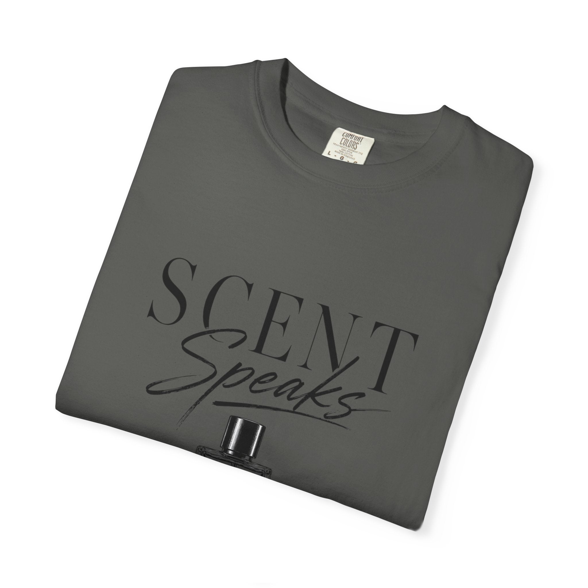 Perfume Graphic T-Shirt — “Scent Speaks Louder” Minimal Fragrance Tee