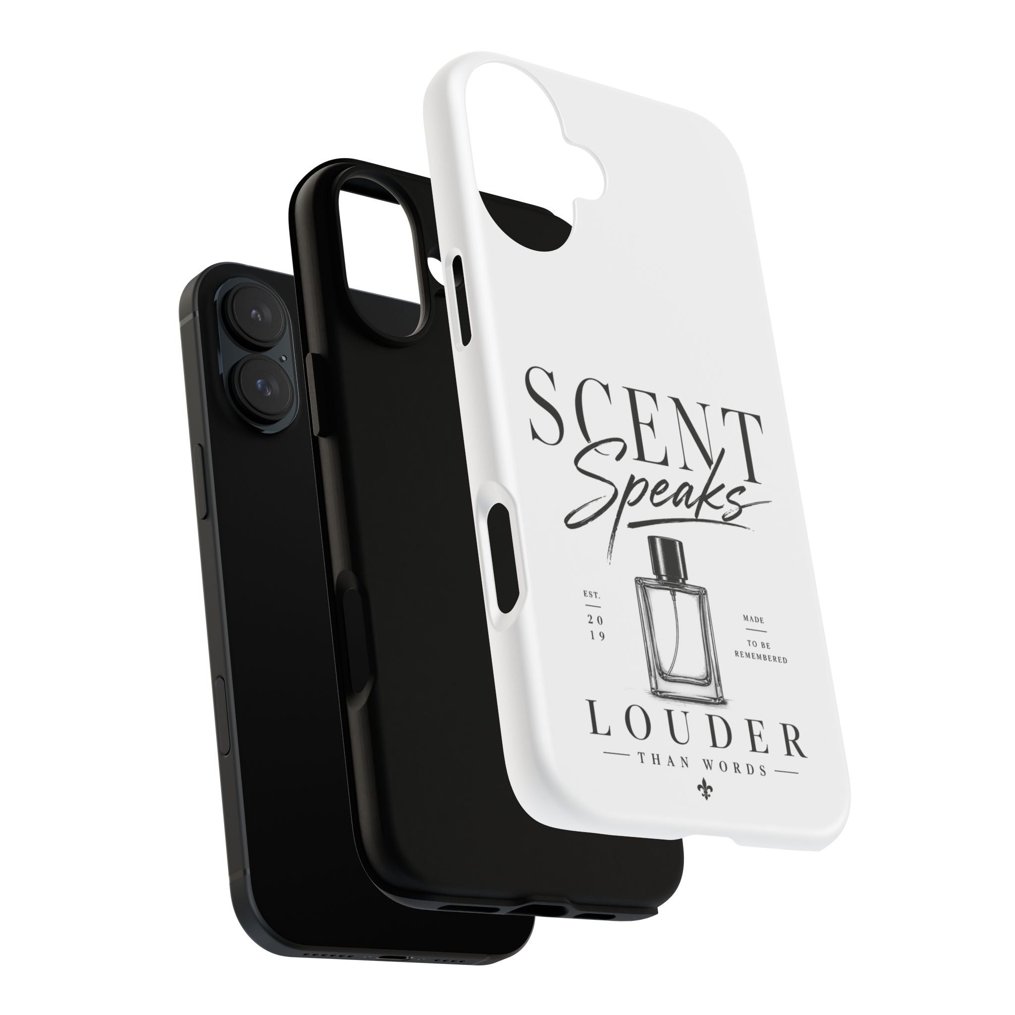 Phone Case — "Scent Speaks Louder Than Words" Perfume Bottle Design
