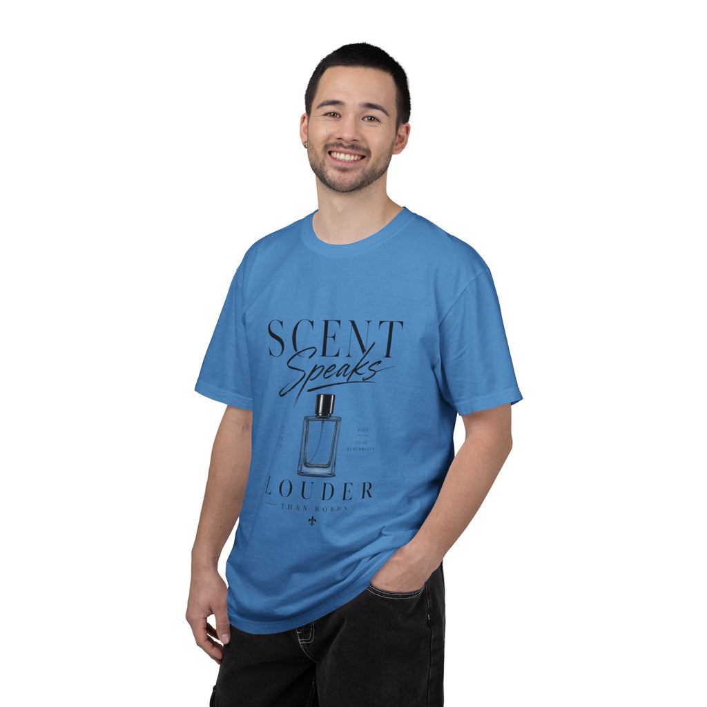 Perfume Graphic T-Shirt — “Scent Speaks Louder” Minimal Fragrance Tee
