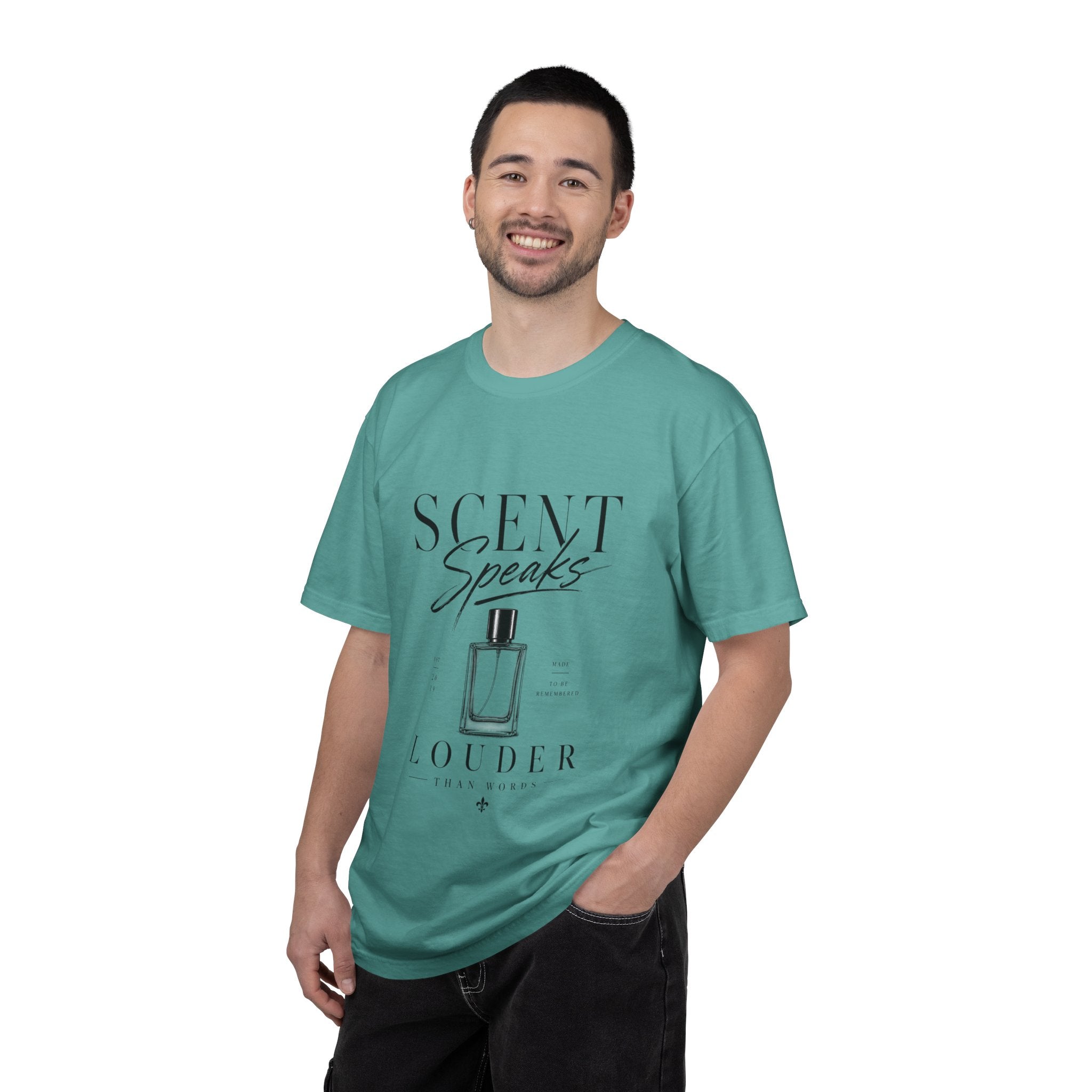 Perfume Graphic T-Shirt — “Scent Speaks Louder” Minimal Fragrance Tee