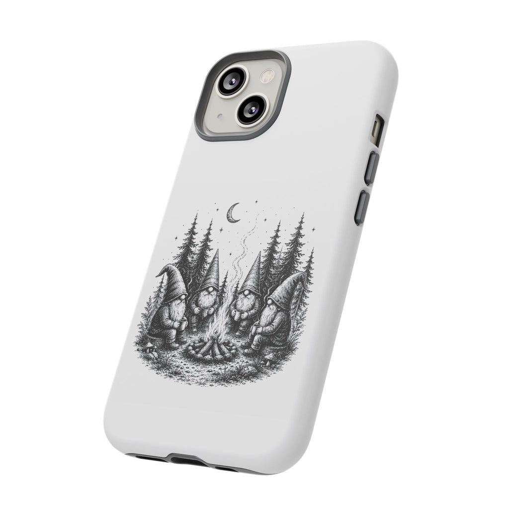 Gnome Campfire Protective Phone Case — Night Forest Illustration