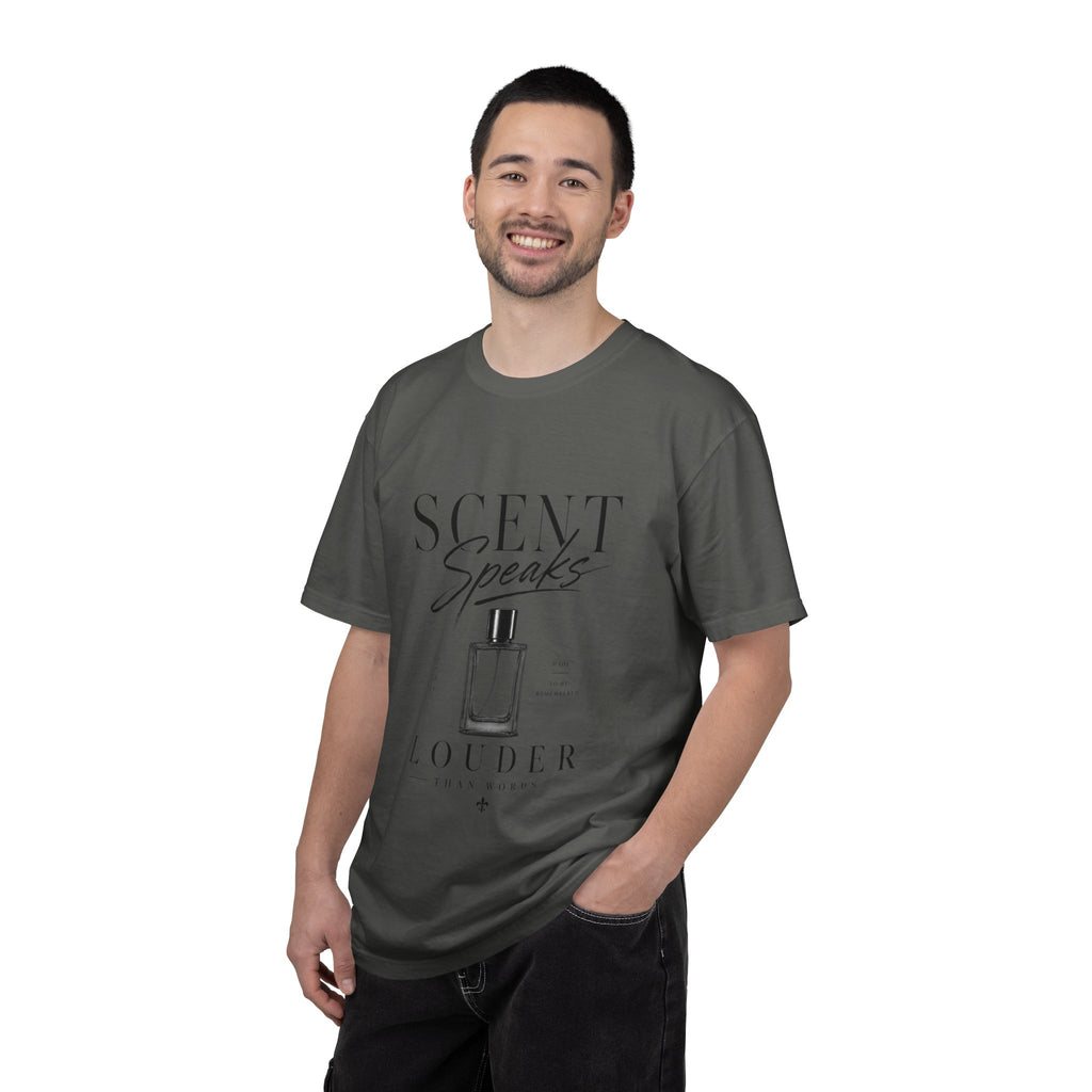 Perfume Graphic T-Shirt — “Scent Speaks Louder” Minimal Fragrance Tee