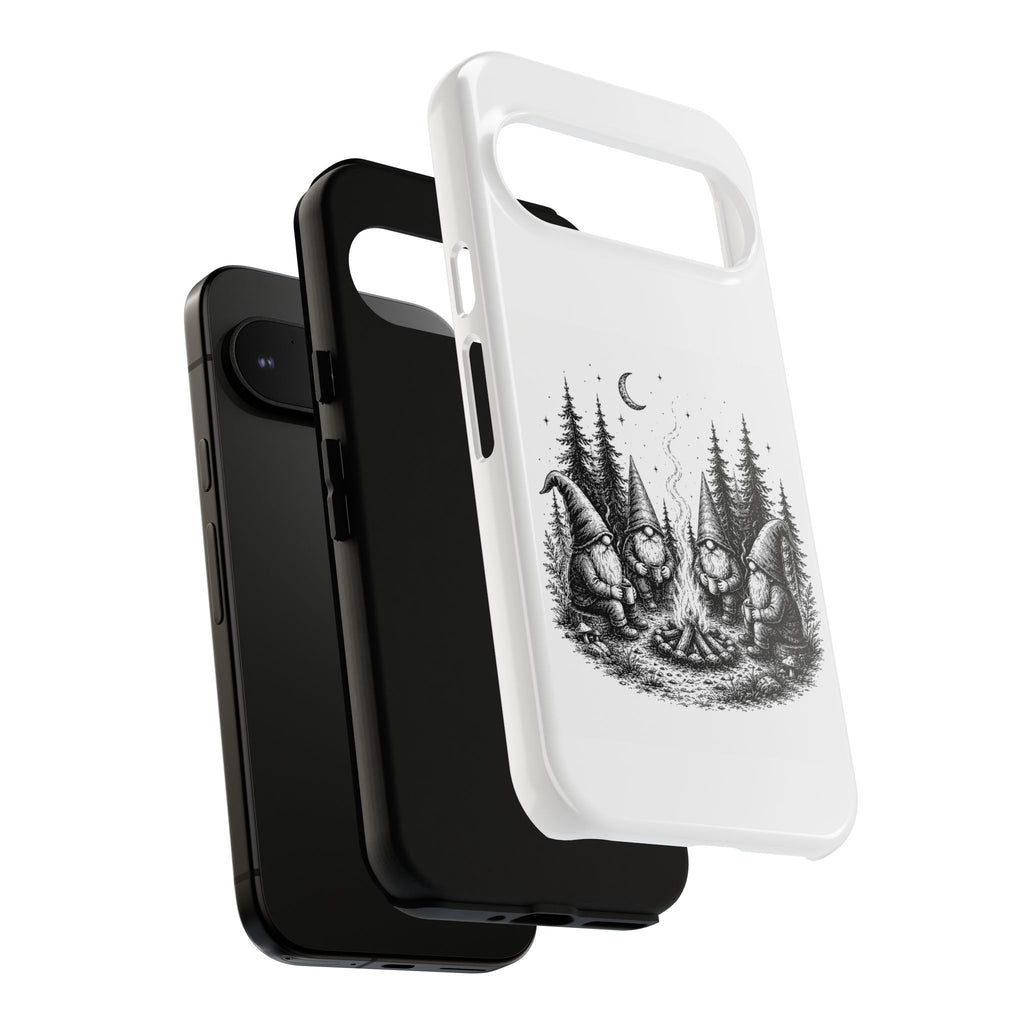 Gnome Campfire Protective Phone Case — Night Forest Illustration